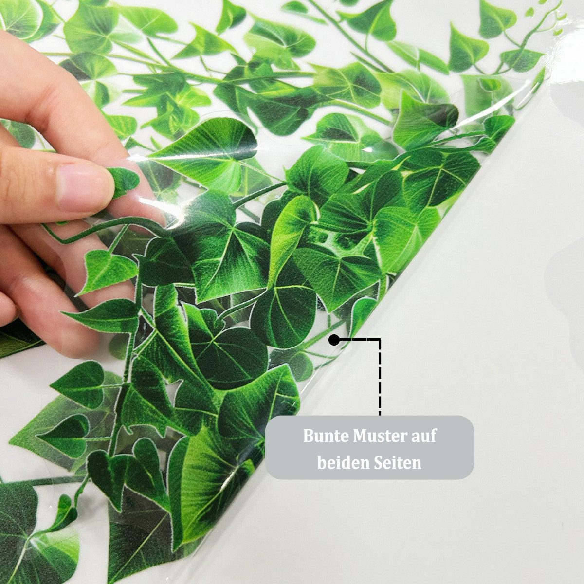 Coonoor Fenstersticker Herabfallende grüne Blätter Fensterfolie, dekorative Fensteraufkleber, Schaufensterfolie, grüne Fensterfolie, selbsthaftend ohne Klebstof – Bild 4 von 5