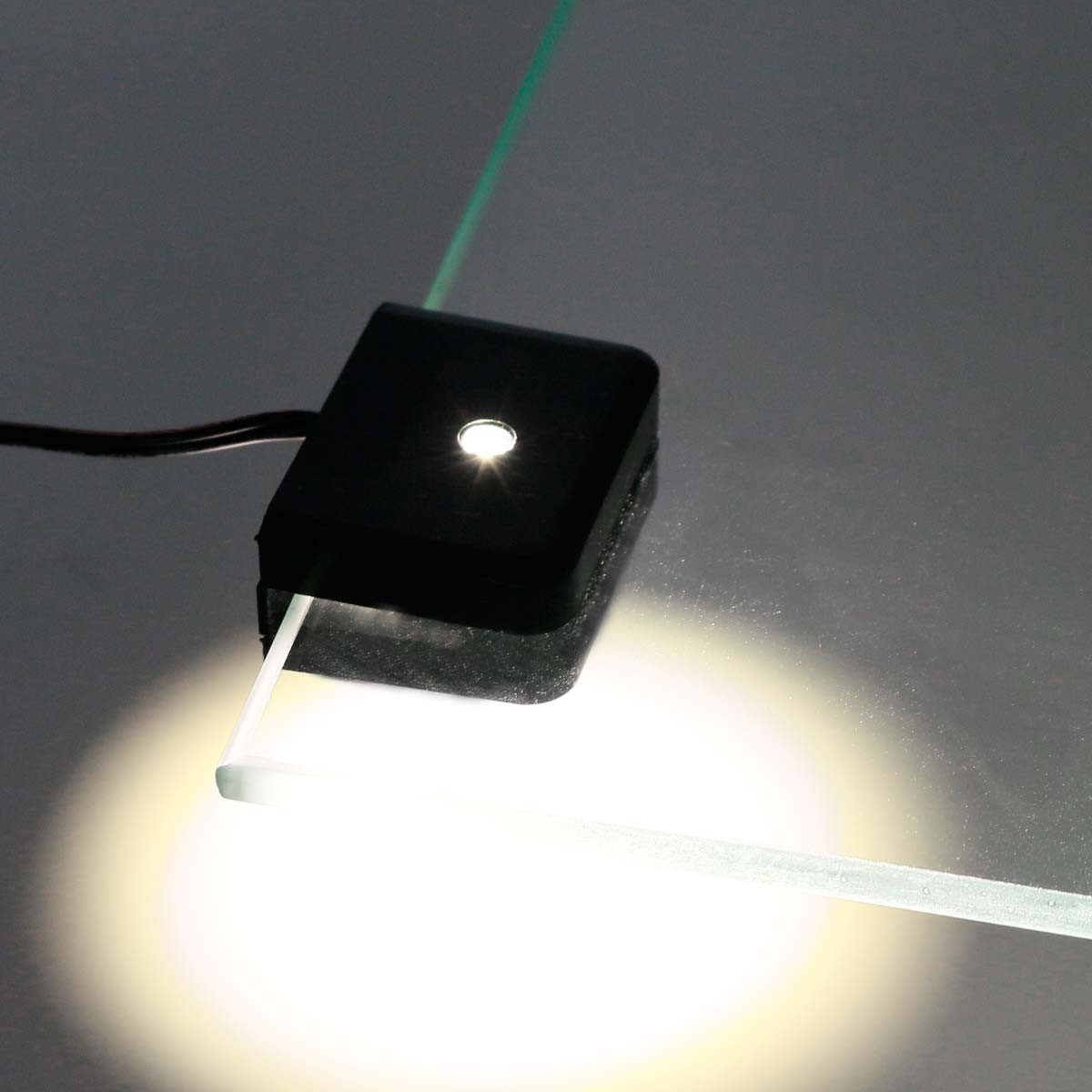 world-trading-net LED Glaskantenbeleuchtung 4er SET Clip-3D schwarz Glasbodenbeleuchtung, kw, kaltweiß