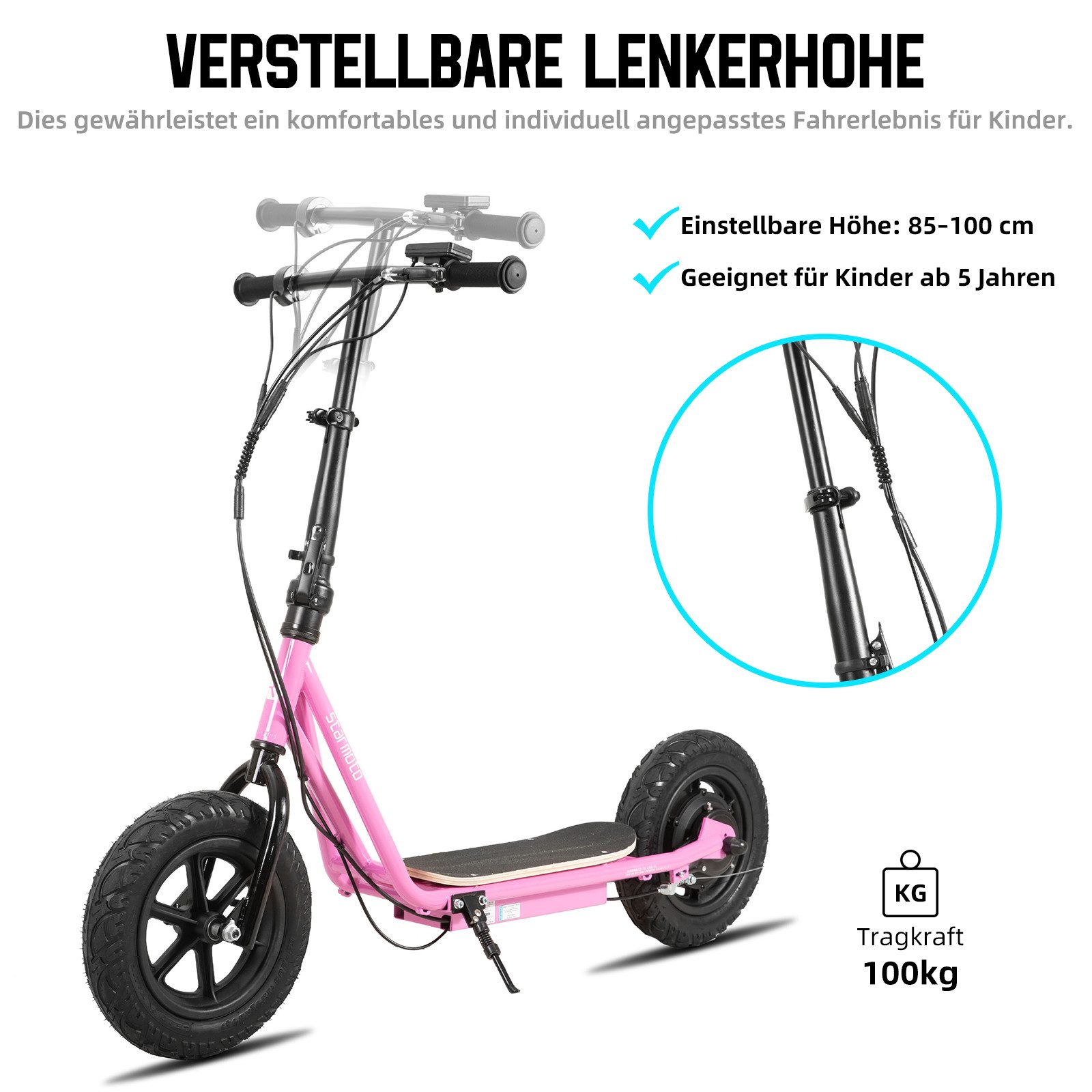 HILAND E-Scooter E-Scooter unisex mit Scheibenbremse & Hochstahl für Pendelfahrten, 22 km/h