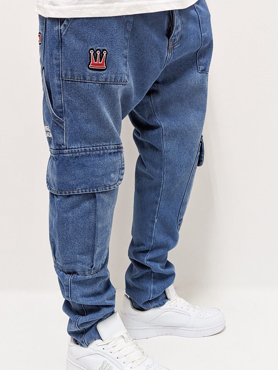 DADA Supreme Regular-fit-Jeans Baggy Denim Pants mit Logo Stitching Worker Slim Worker Slim Cargo