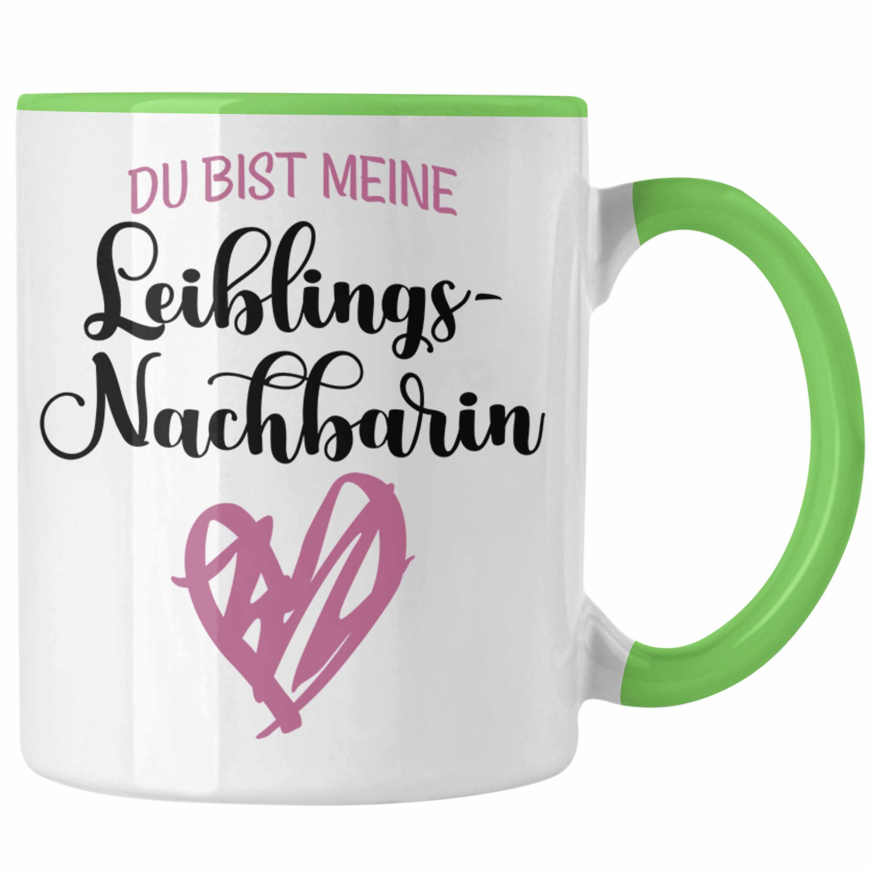 Trendation Tasse Trendation - Beste Nachbarin Der Welt Tasse Geschenk Lustig Abschied Abschiedsgeschenk Grün