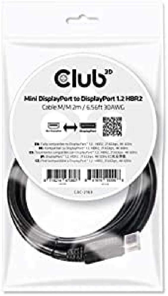 CLUB3D Video-Kabel, Mini DisplayPort 1.2 => DisplayPort 1.2 HBR2 ST/ST 2,0m 30AWG *Club3D*