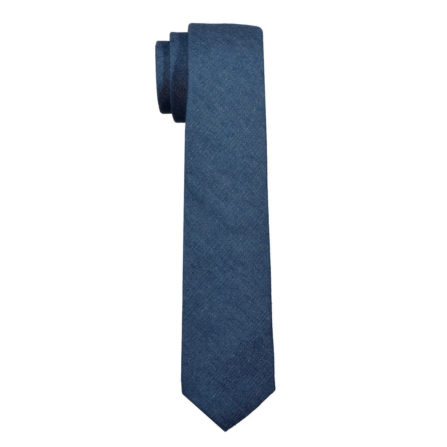 Muster, Herren (Packung, 1x Veranstaltungen gepunkt verschiedene 6 und einfarbig jeans-blau cm für festliche kariert oder Krawatte DonDon Krawatte Baumwolle, Büro 1-St., Krawatte)