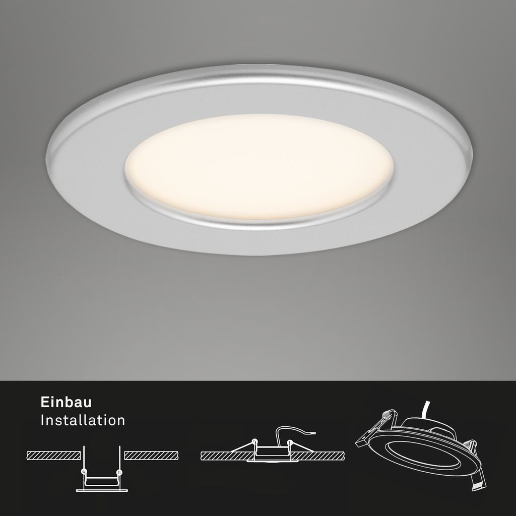 Briloner Leuchten LED Einbaustrahler 7053-034, LED fest integriert, 2700K - Extra-Warmweiß, Einbauleuchte 3er SET für Bad ultraflach IP44