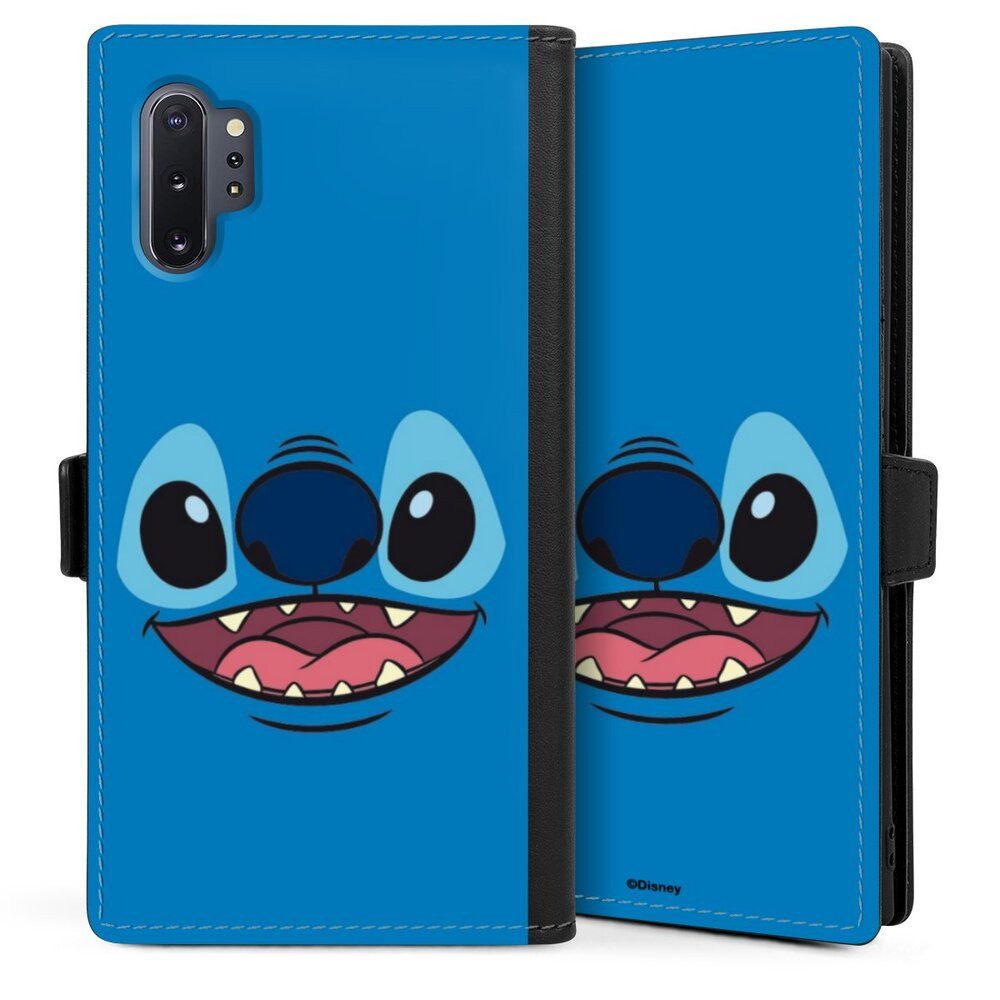 DeinDesign Handyhülle Lilo & Stitch Disney Offizielles Lizenzprodukt Stitch Closeup, Samsung Galaxy Note 10 Plus Hülle Handy Flip Case Wallet Cover