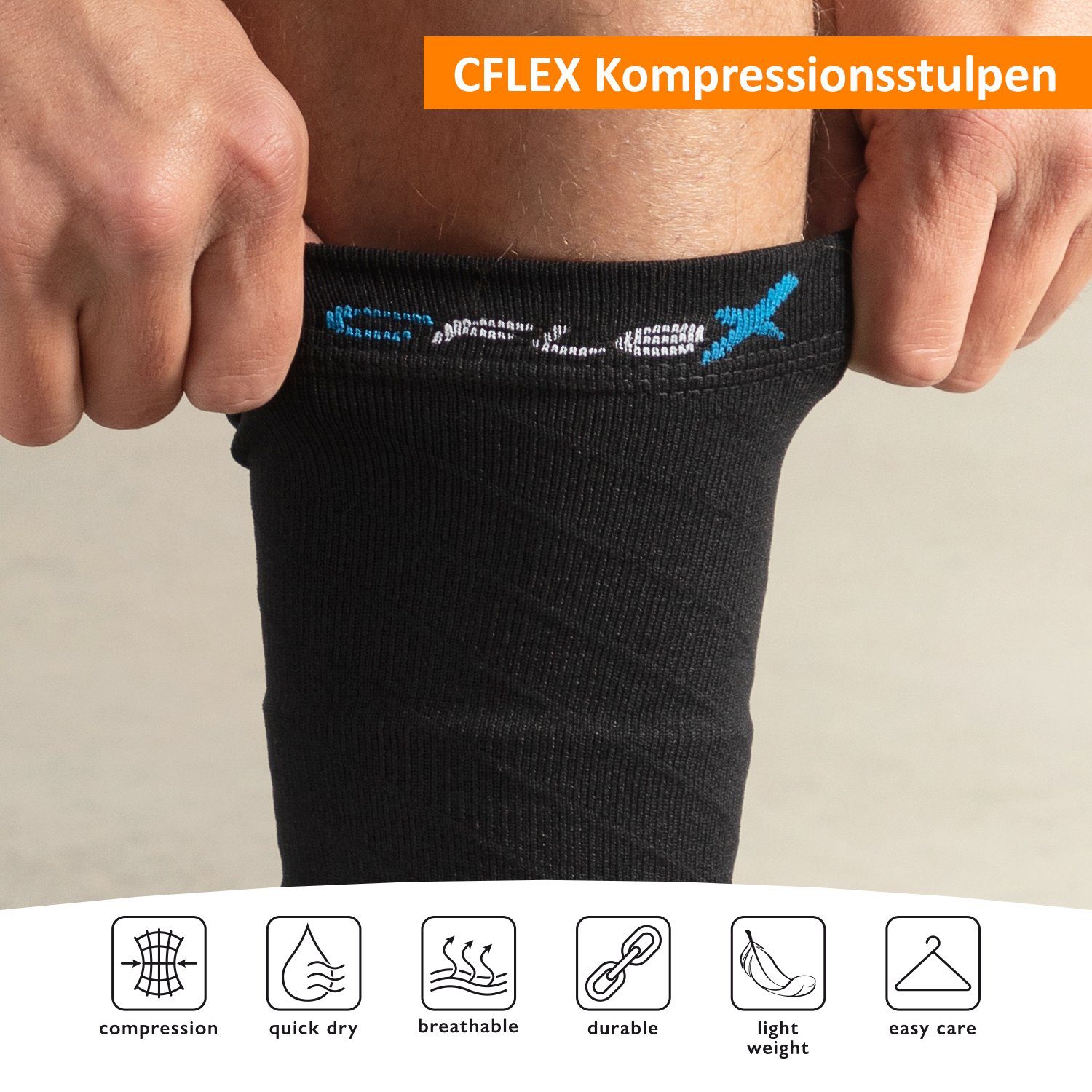 CFLEX Stütz-Stulpen Sport Running Stulpen mit Kompression (1 Paar oder 2 Paar)