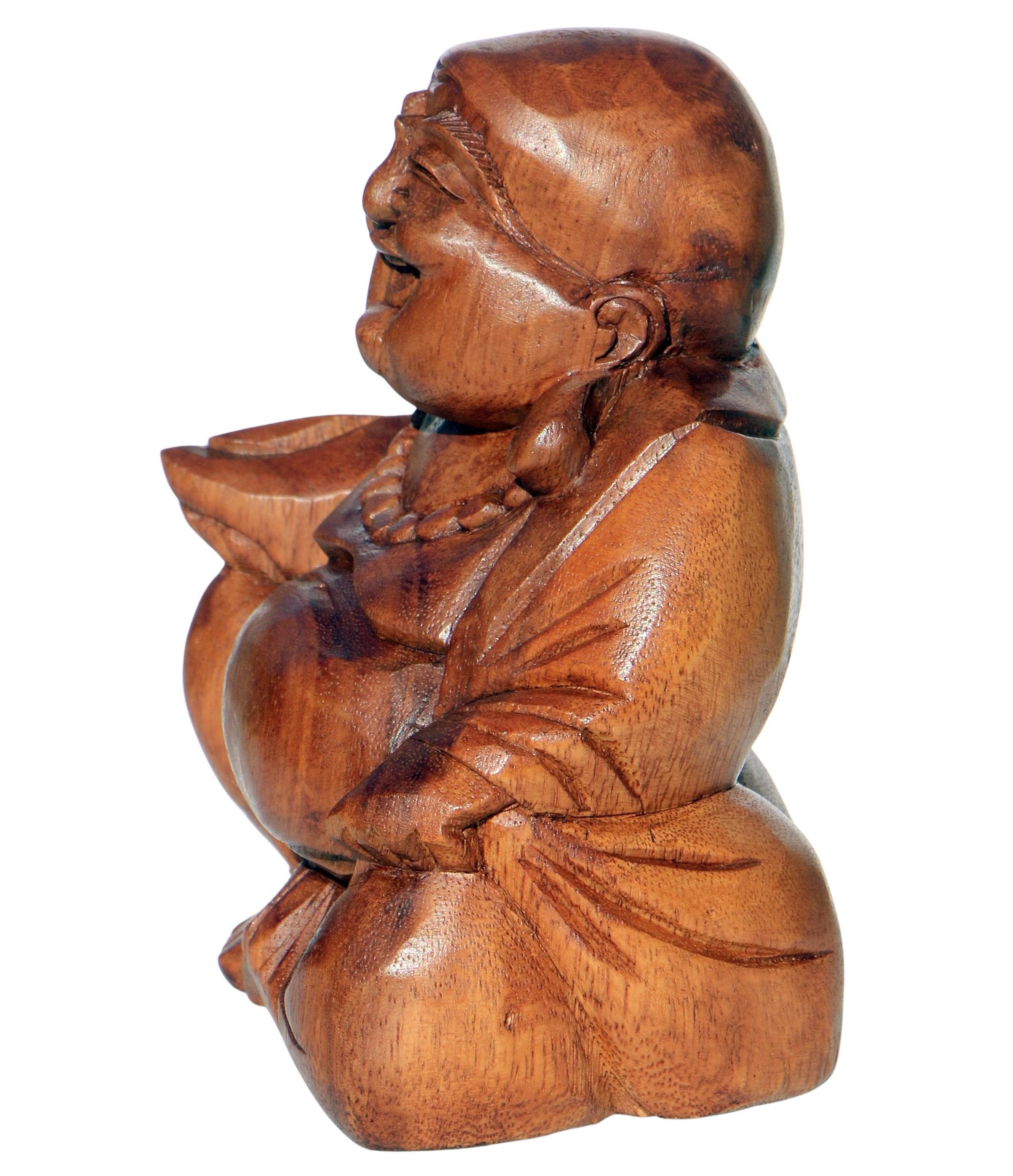 Wogeka Buddhafigur lachender Happy Buddha Holz-Figur – Bild 5 von 5