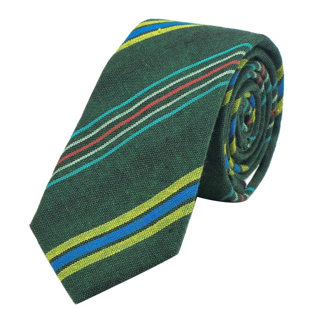 DonDon Krawatte Herren Krawatte 6 cm mit Karos oder Streifen (Packung, 1-St., 1x Krawatte) Baumwolle, kariert oder gestreift, für Büro oder festliche Veranstaltungen grün gestreift