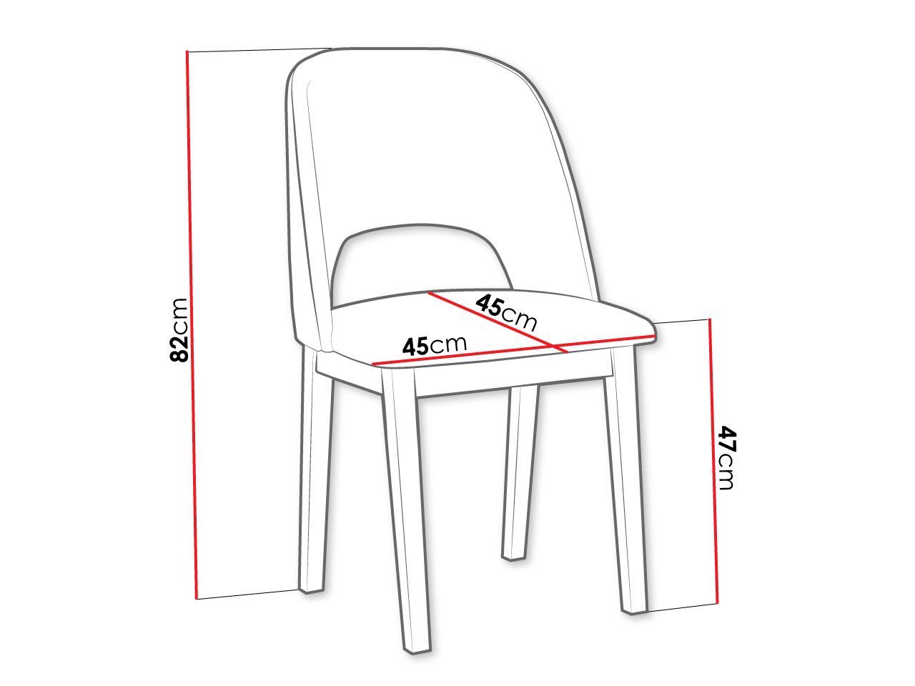 Stuhl (1 Monti cm II MIRJAN24 45x45x82 Stück),