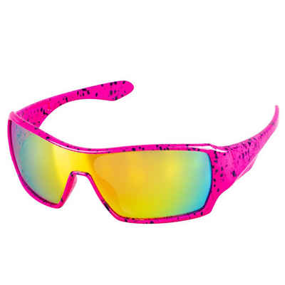 Metamorph Kostüm 80er Disco Brille neon-pink, Crazy! Cool! Schrill! Verspiegelte Brille in Leuchtfarben