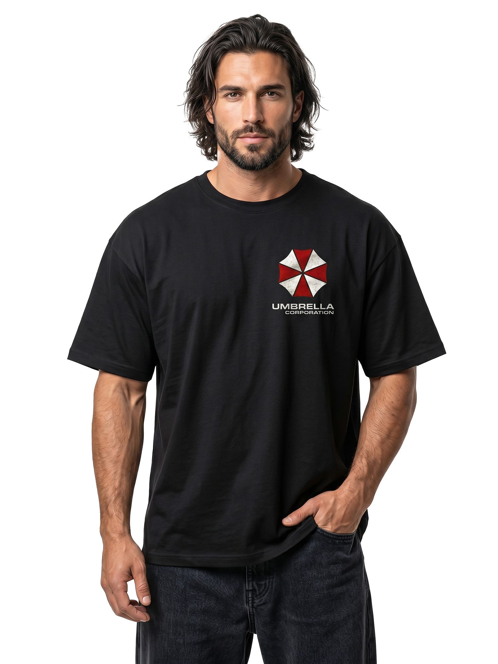 MAKAYA T-Shirt Evil Umbrella Corp Herren Männer Vampir Zombie Motiv mit Druck