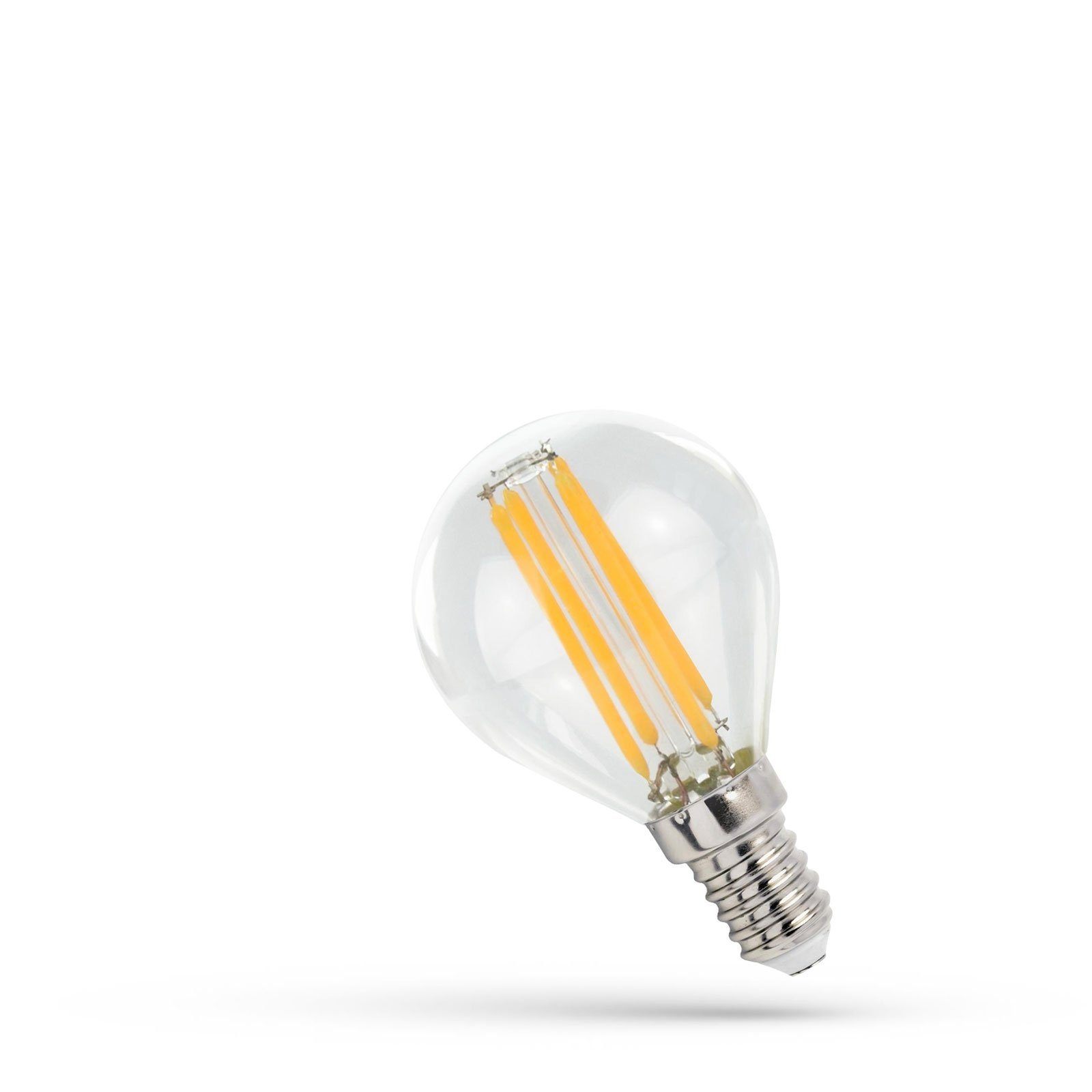 spectrum LED E14, LED Glühfaden G45 900lm 6W= 300° Klar Filament 65W E14 4000K, Tropfen Neutralweiß Neutralweiß, LED-Leuchtmittel