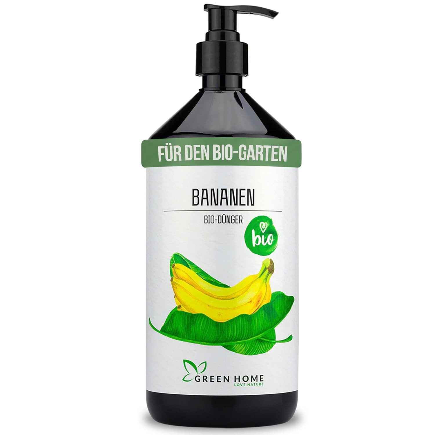 GREEN HOME LOVE NATURE Pflanzendünger Bio-Dünger flüssig NPK 3+2+6 für Bananen & Tropenpflanzen, Bananen, 100 % bio, organisch-mineralisch, extra Kalium, Dosierpumpe