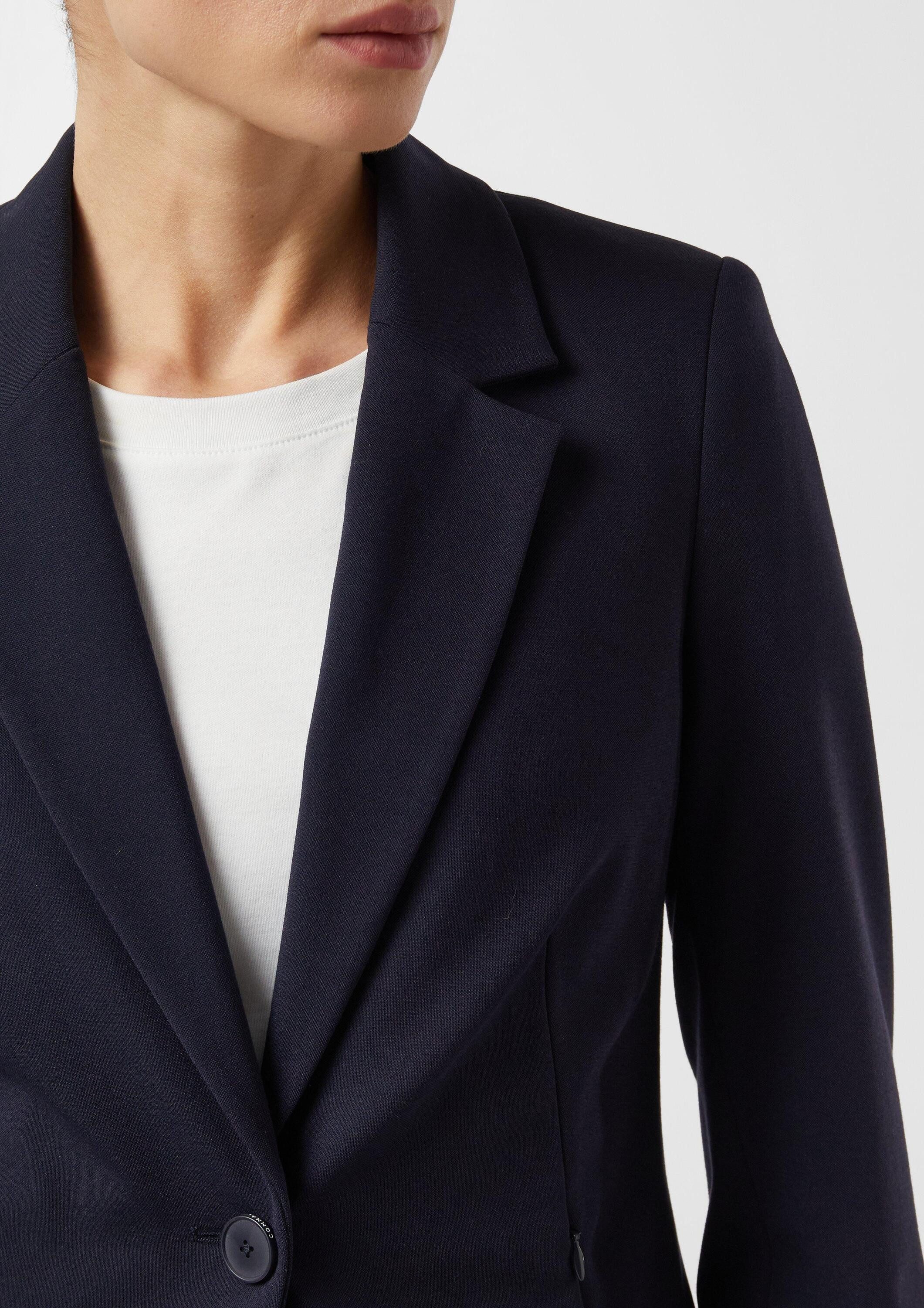 comma Jackenblazer Indoor-Blazer Taillierter Blazer aus weichem Jersey mit Reißverschlusstaschen