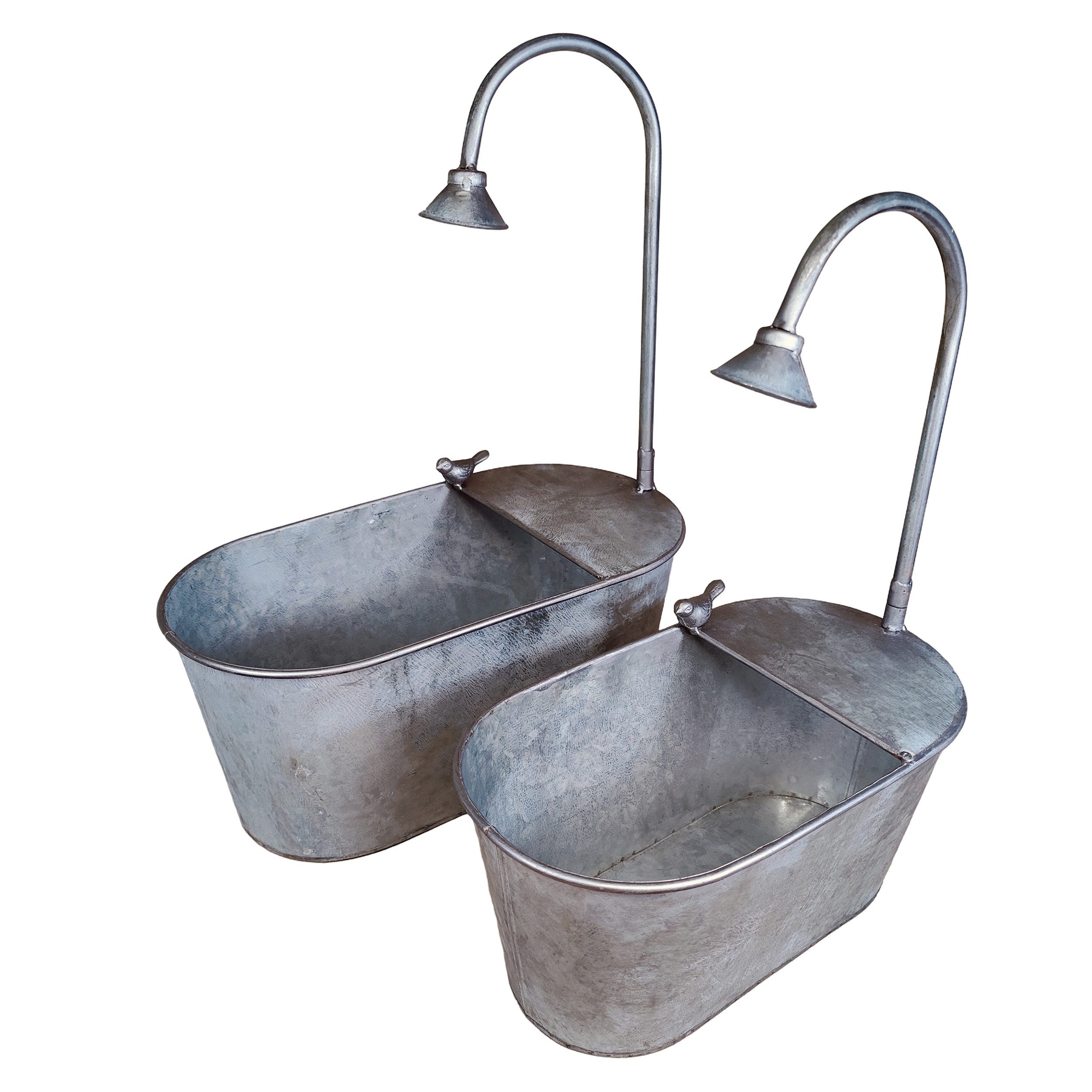 colourliving Pflanzkübel Zinkwannen Set (verzinkt) im Badewannen-Look – Metall-