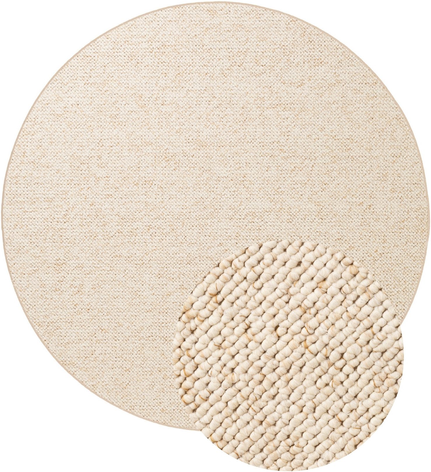 HANSE Home Teppich Wolly 2, rund, Höhe: 12 mm, Flachgewebe, Läufer, Skandi, Woll-Optik, Esszimmer, Wohnzimmer, Flur