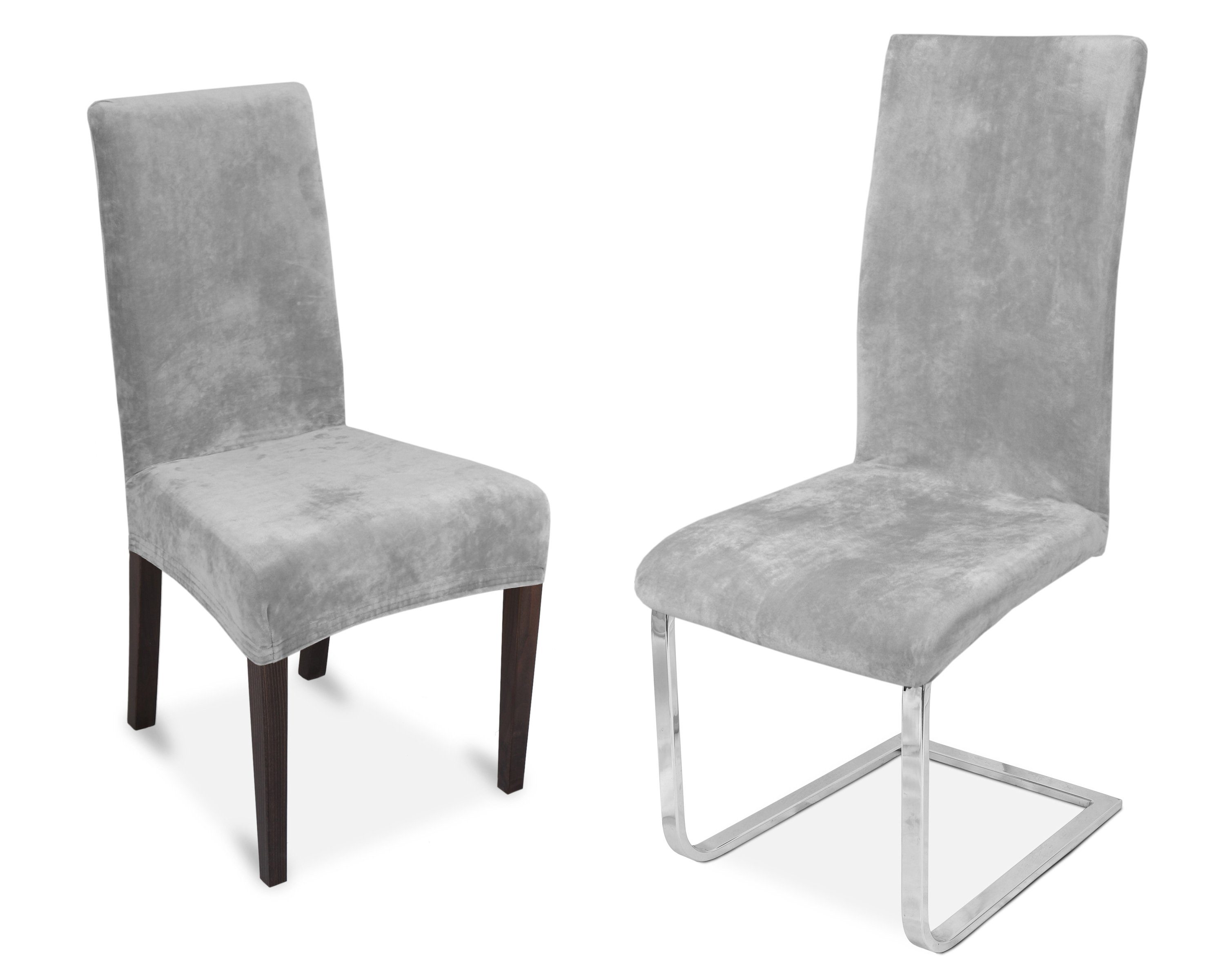 Beautex Stuhlhusse Maya Samt Mirofaser Stuhlhusse, elastische Stretch Husse Bi-Elastic