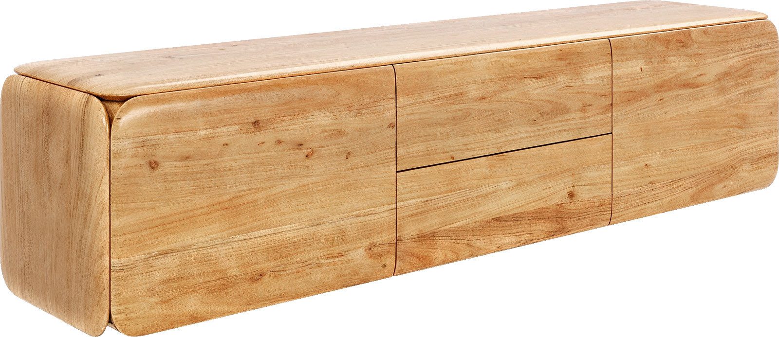 DELIFE Lowboard Shavani, Akazie Natur 175 cm 2 Türen 2 Schubladen schwebend günstig online kaufen