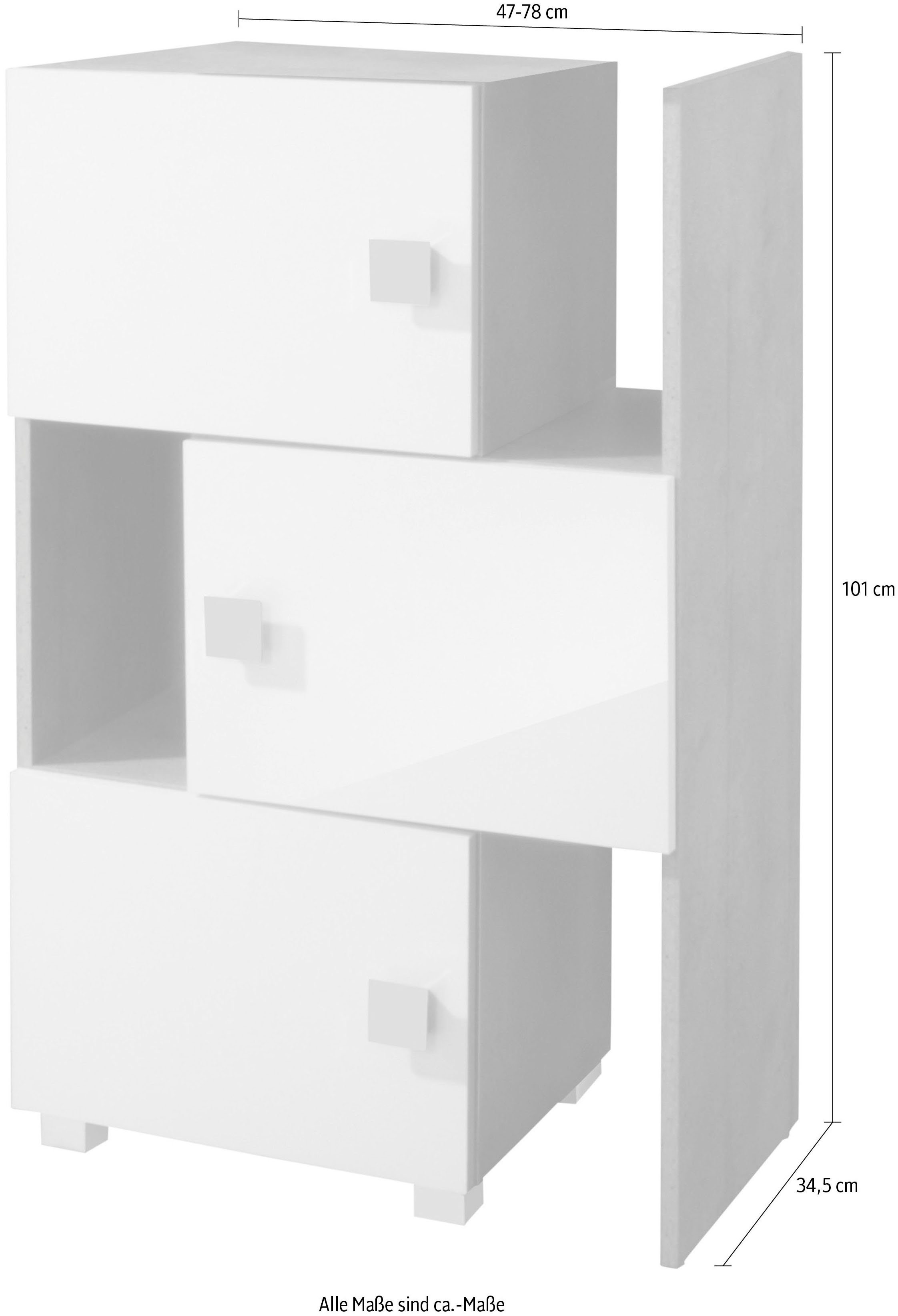 Schildmeyer Schieberegal Quadra, stapelbar, Badregal günstig online kaufen