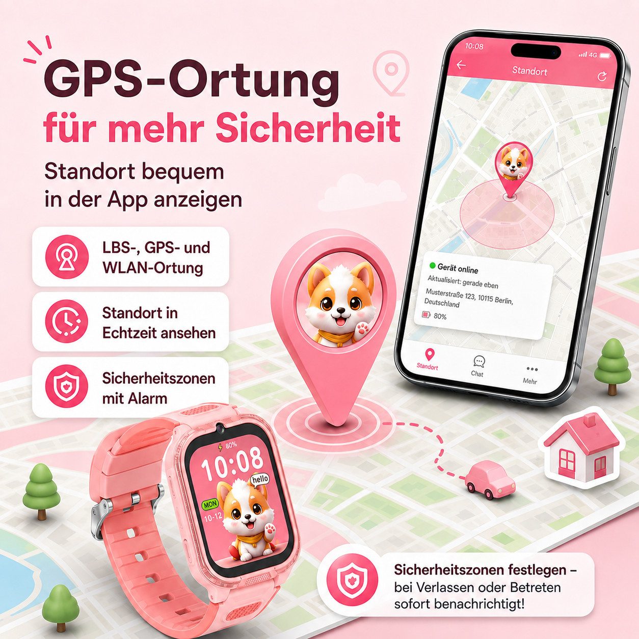 Forrlite Kinderuhr Smartwatch Kinder mit GPS und 4G, Installierbare APP Smartwatch (Smartwatch cm) (1,83 Zoll), 1,83"", 8GB, GPS+LES, 4G-LTE, IP67, SOS, Bluetoo – Bild 4 von 5