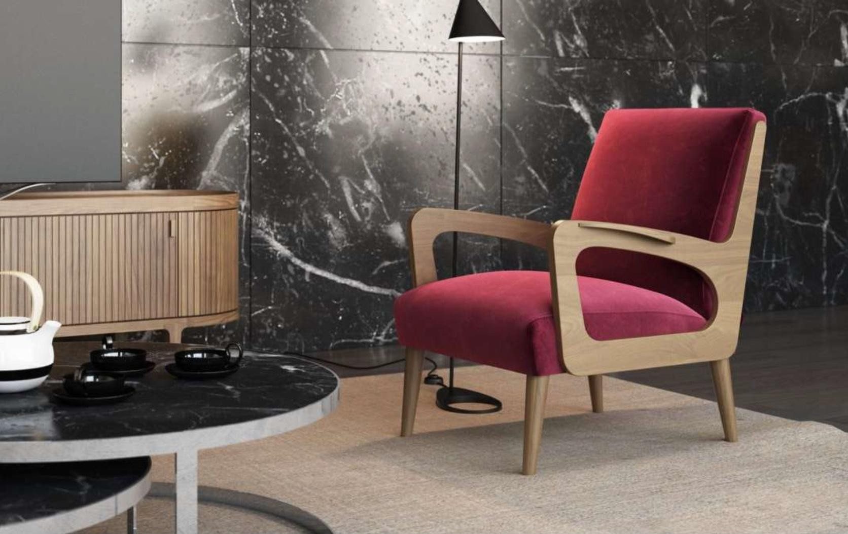 JVmoebel Cocktailsessel Luxus Einsitzer Lesesessel aus Stoff in eleganter Farbe (1-St., Cocktailsessel), Made in Europa