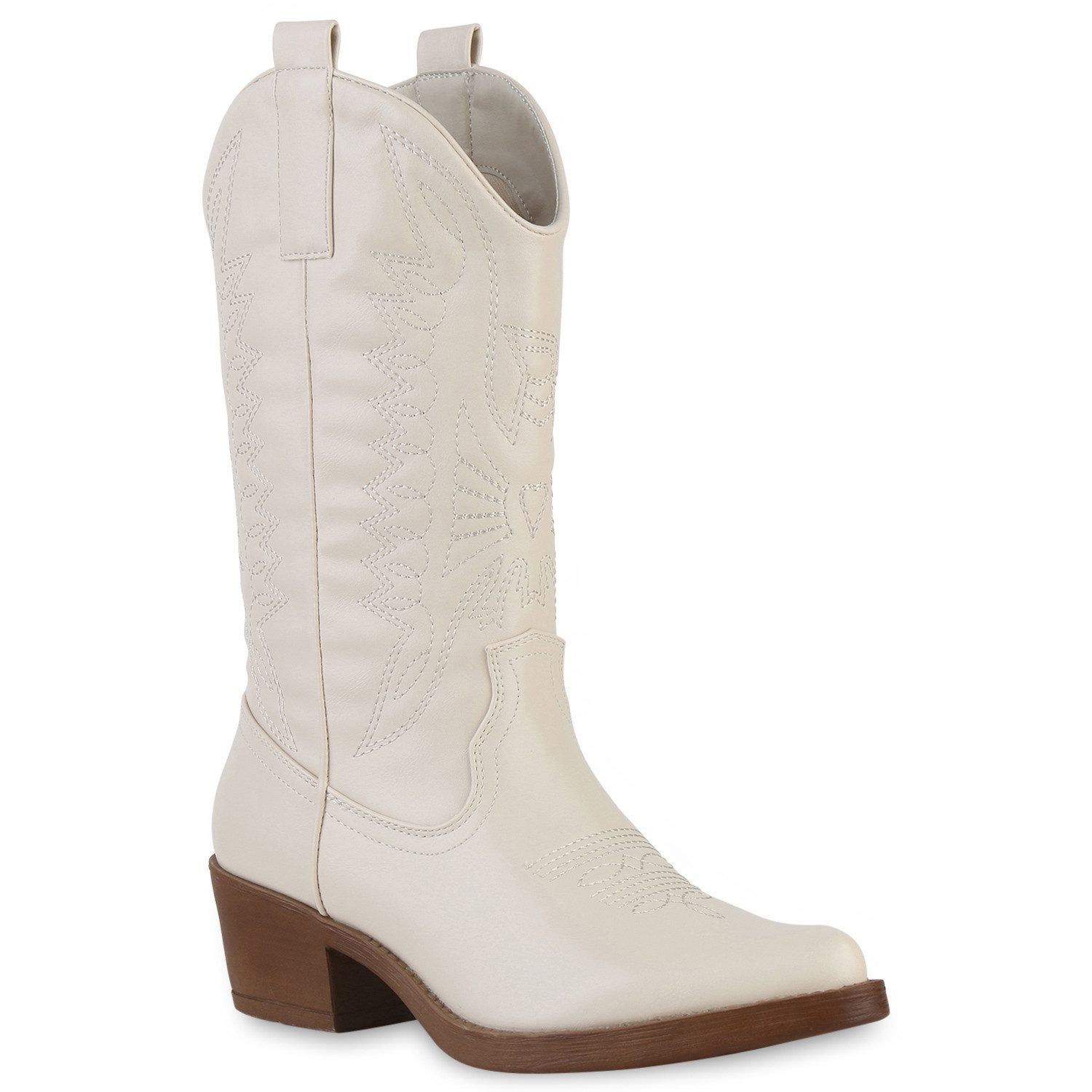 VAN HILL 840208 Cowboystiefel Damen Cowboystiefel Stiefel Stickereien Holzo günstig online kaufen