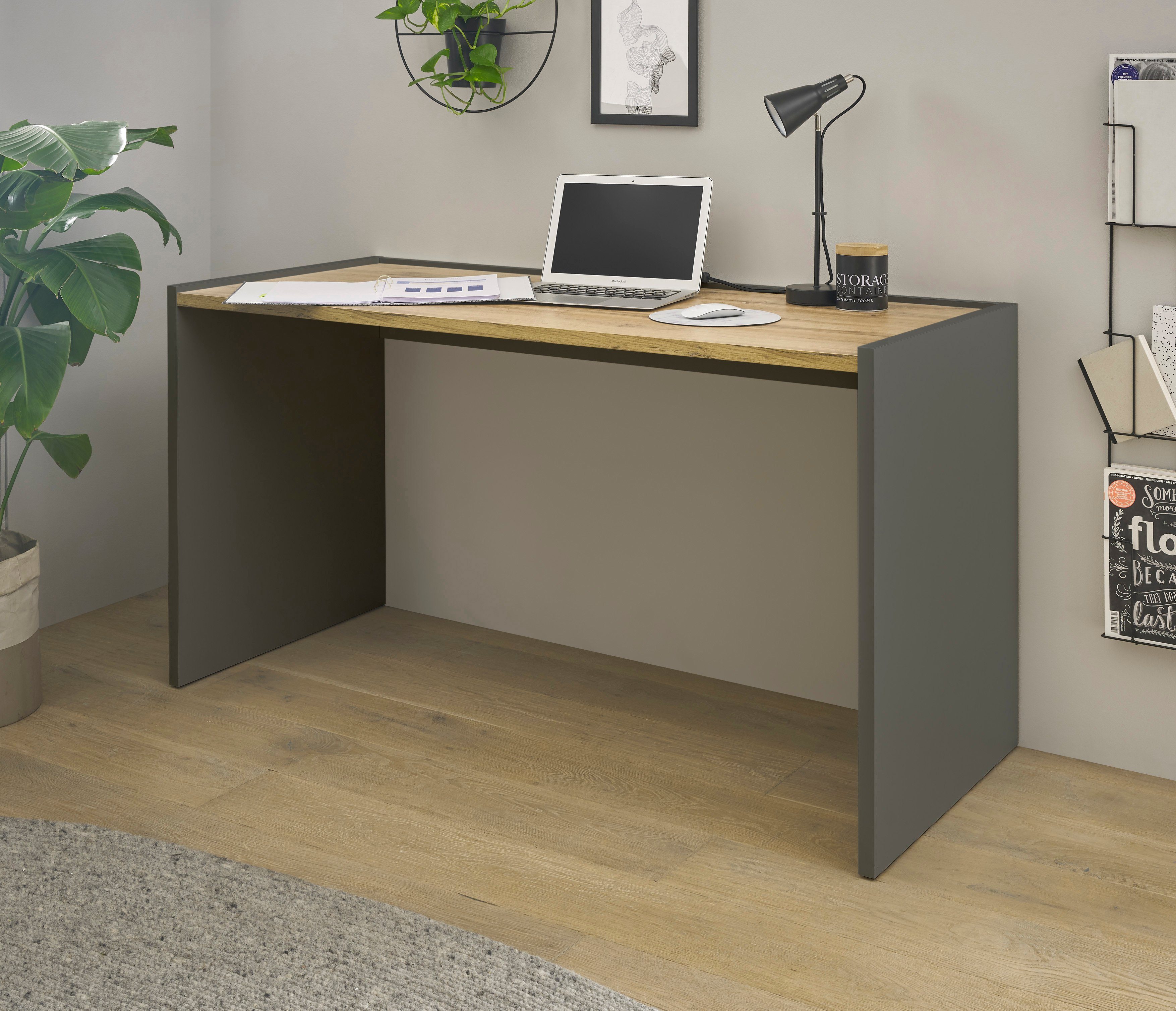 INOSIGN Schreibtisch CiTY/GiRON, Home Office, wohnliches Breite 143 cm Anthrazit moderner zeitlos Computertisch