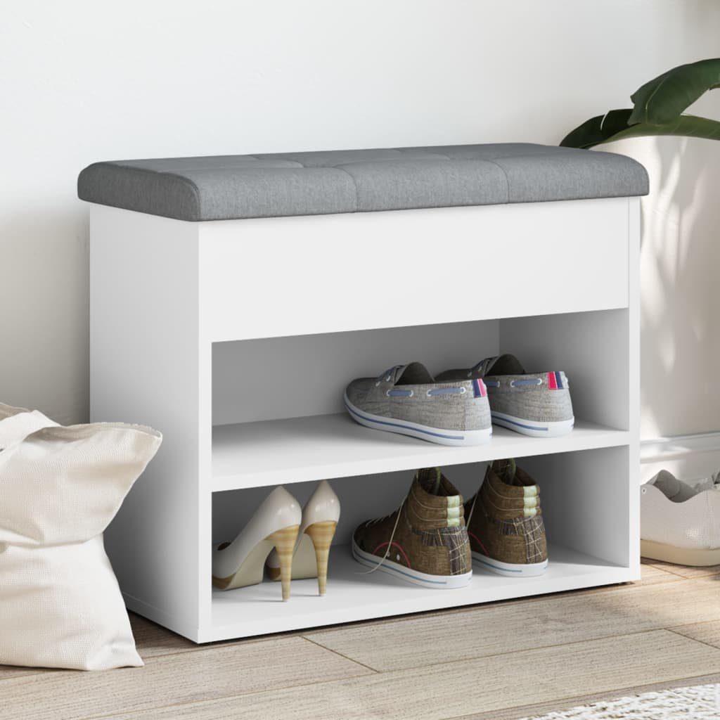 vidaXL Sitzbank Schuhbank Weiß 62 x 32 x 50 cm Holzwerkstoff