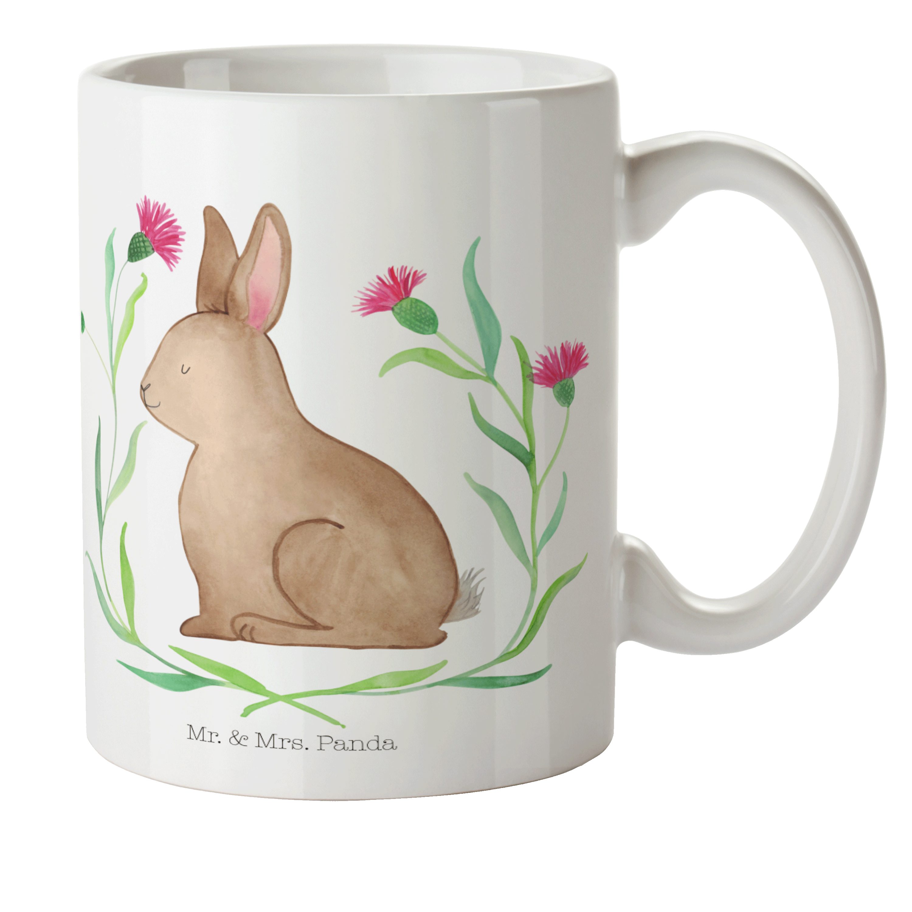 & Reisebecher, Panda Kunststoff Geschenk, Hase Tasse, sitzend Mrs. - Weiß Kunststoff Kinderbecher Ostern, - Mr.