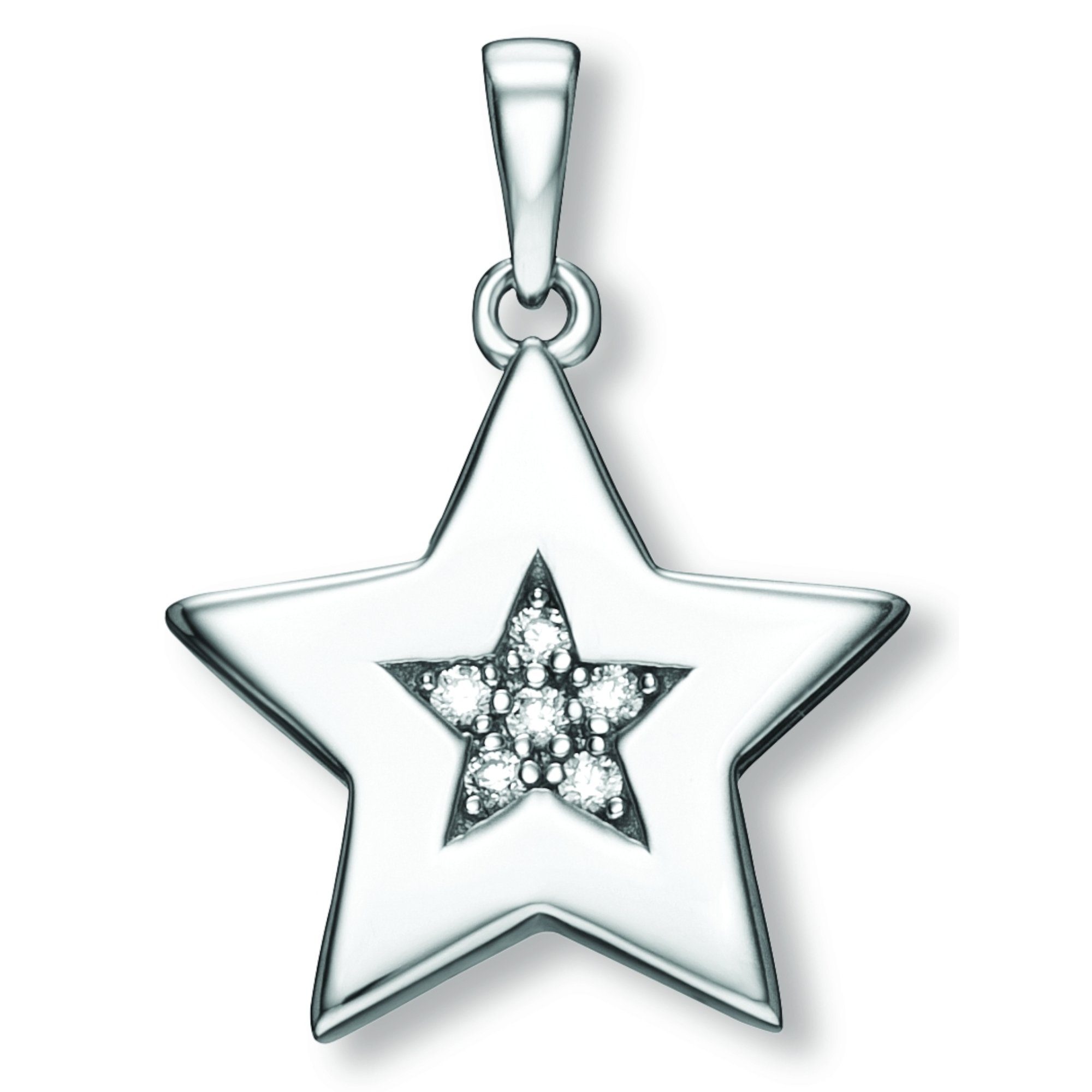 Silber, Schmuck Stern Zirkonia Anhänger Silber ONE Damen Kettenanhänger 925 ELEMENT Stern aus