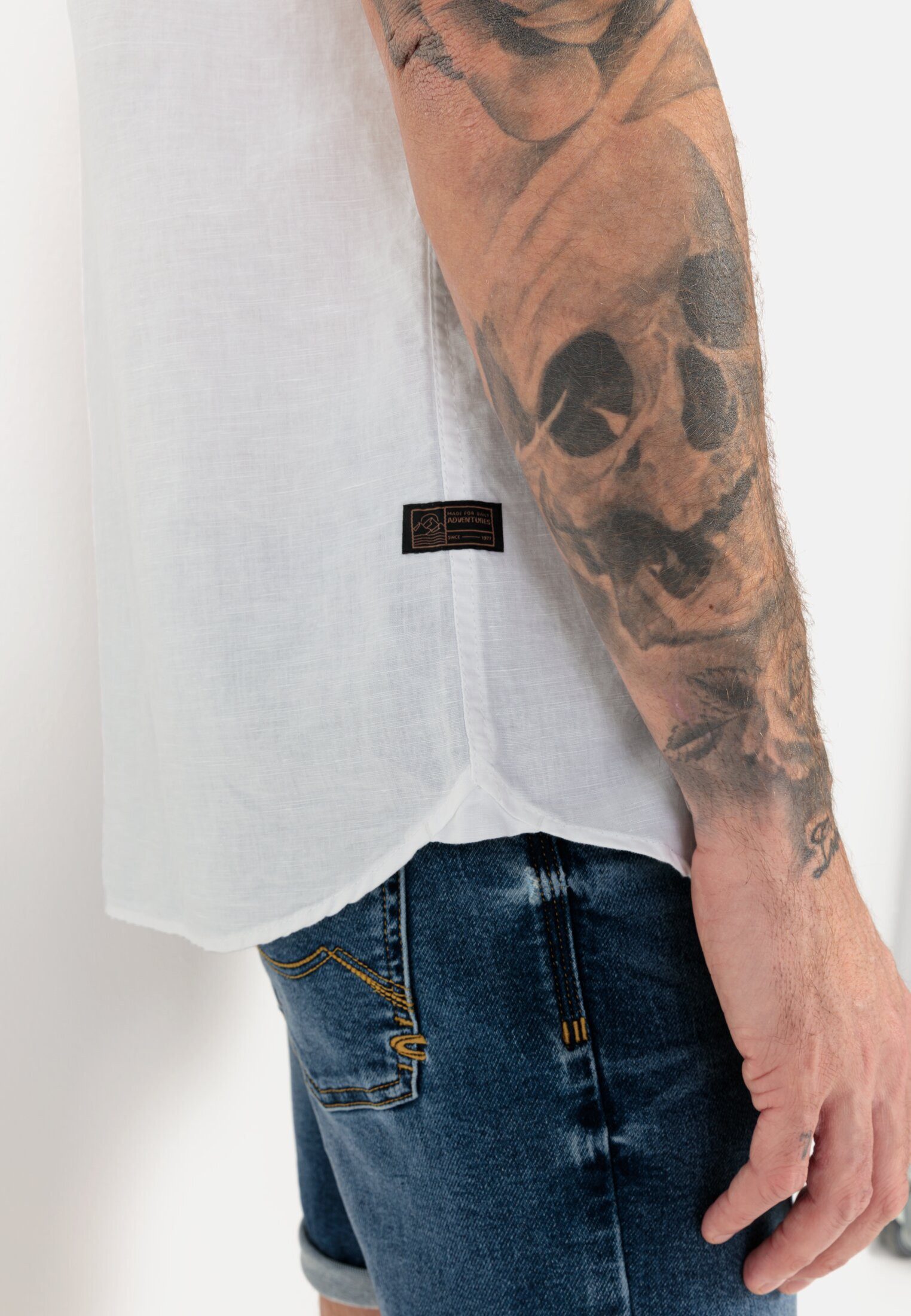 camel active Kurzarmhemd aus einem Leinen-Baumwoll-Mix Kurzarm Kentkragen Kentkragen