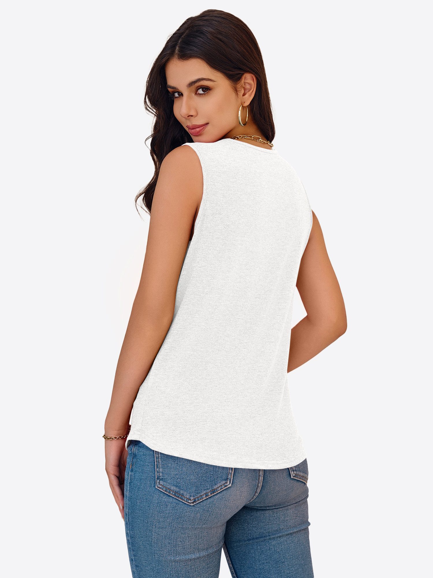 Imily Bela Tanktop Damen Lässige Hemden (Packung, 1-tlg., 1per-Pack) V-Ausschnitt – Bild 3 von 5