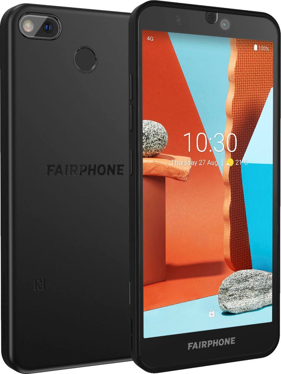 Fairphone 3+ (14,3 Kamera), GB 3060 Std. bis / 64 Smartphone Standby-/Gesprächszeit 48 Zoll, cm/5,65 MP Lithium-Ionen, zu mAh 300 20 Speicherplatz, (3G), Akku