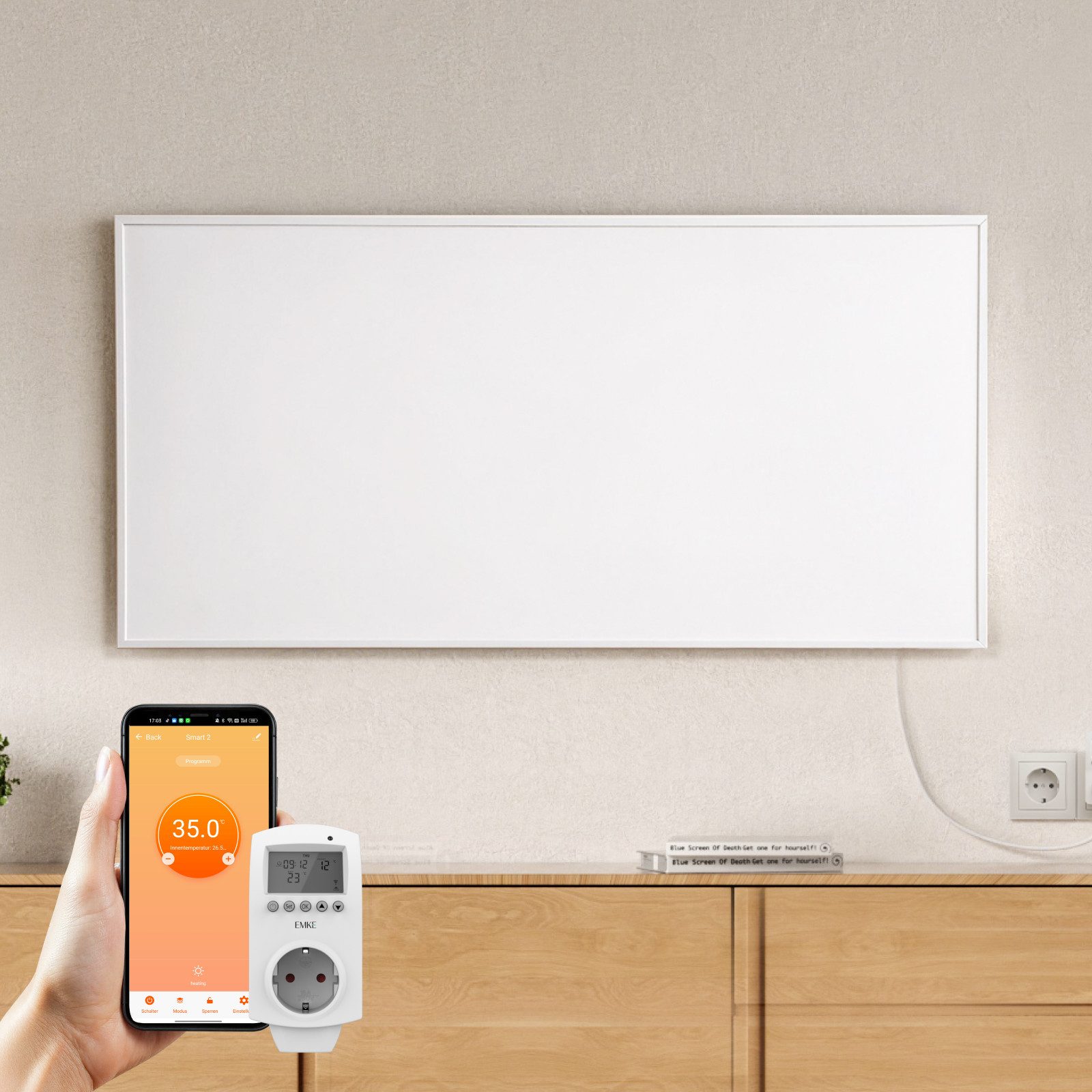 EMKE Infrarotheizung Infrarot-Bildheizung mit Kunstdruck, 300-1200 W, mit Thermostat