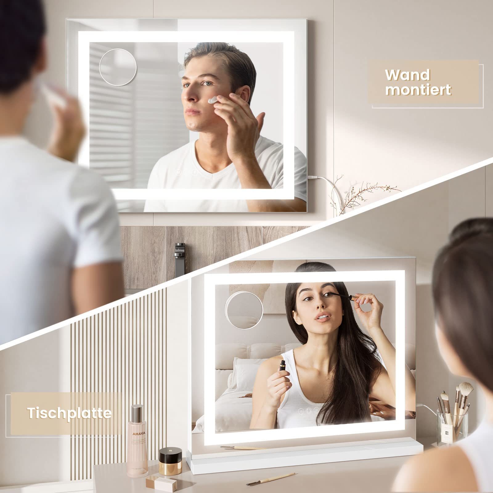 Dripex Schminkspiegel Hollywood Make-up Spiegel mit 3 Farblichtmodi USB Anschluss