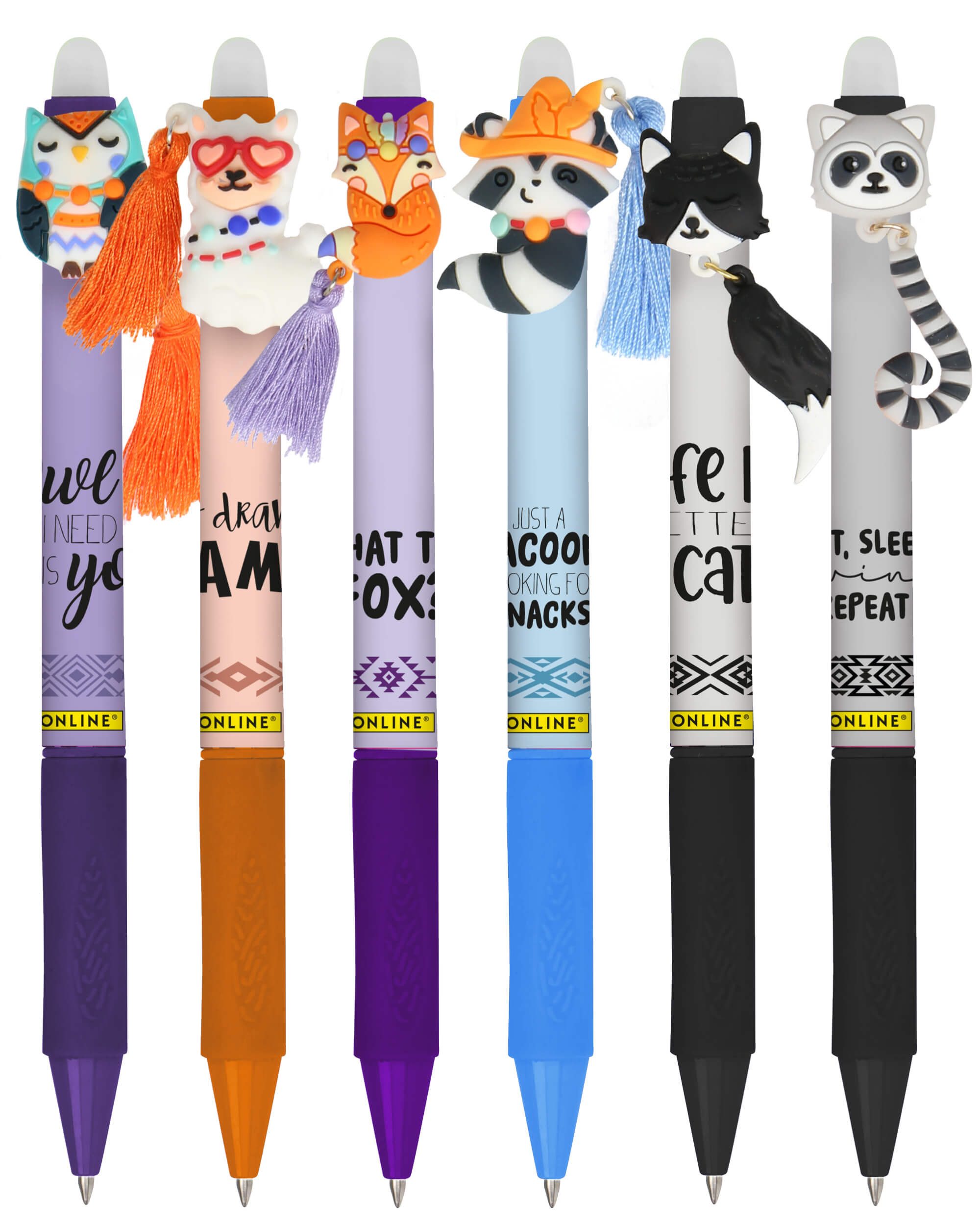 Online Pen Гелевые ручки magiXX Fun Charm, Radierbare Gelschreiber mit Anhänger, 6 Stück, radierbar, 6er Set, löschbar, nachfüllbar