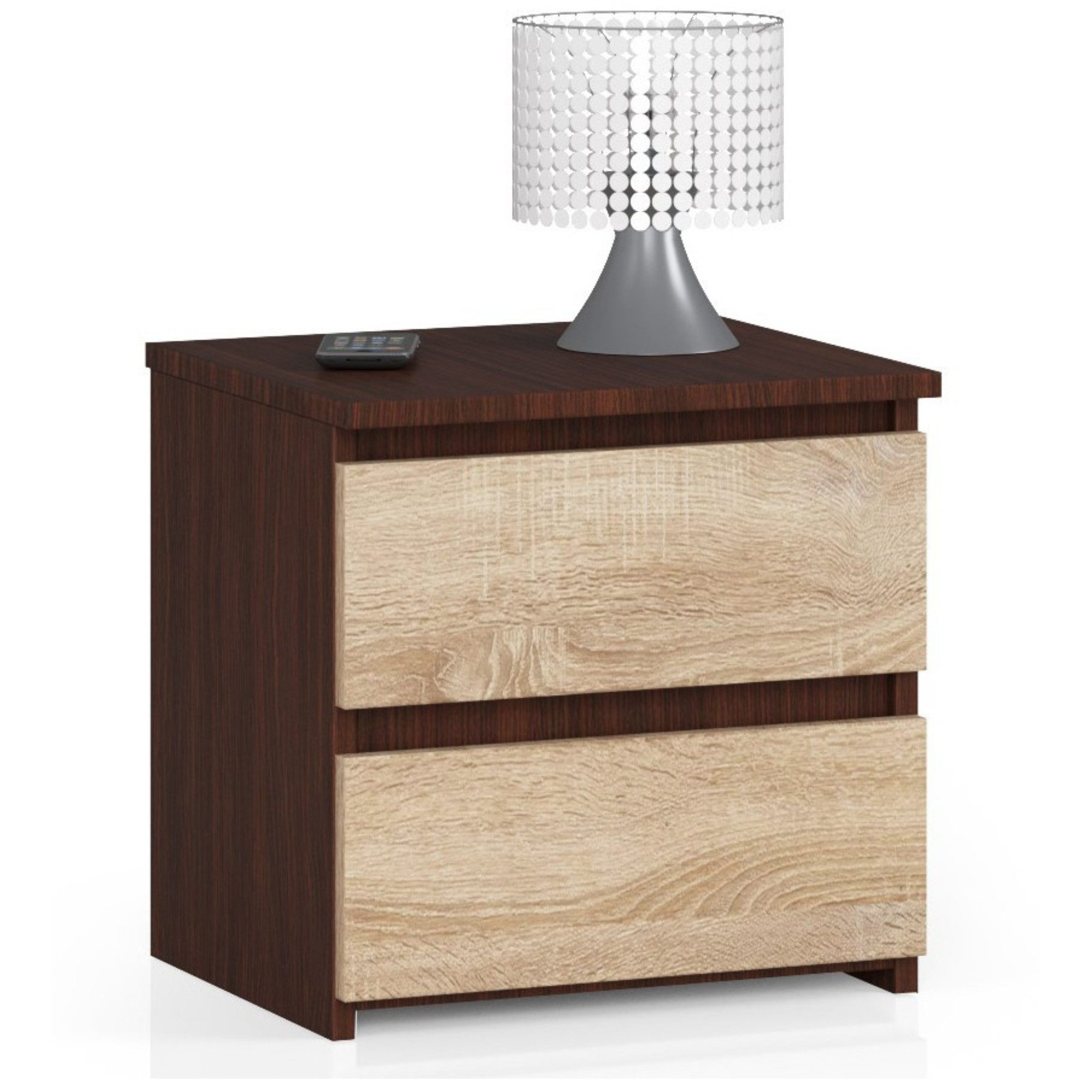 Home Collective Kommode 40 cm breit Holz Highboard Sideboard für Flur Schlafzimmer Wohnzimmer (Mehrzweckschrank Schrank schmal Kommode Schlafzimmer mit Schubladen), Kinderzimmer Organizer, 40 cm hoch mit 2 Schubladen venge-sonoma