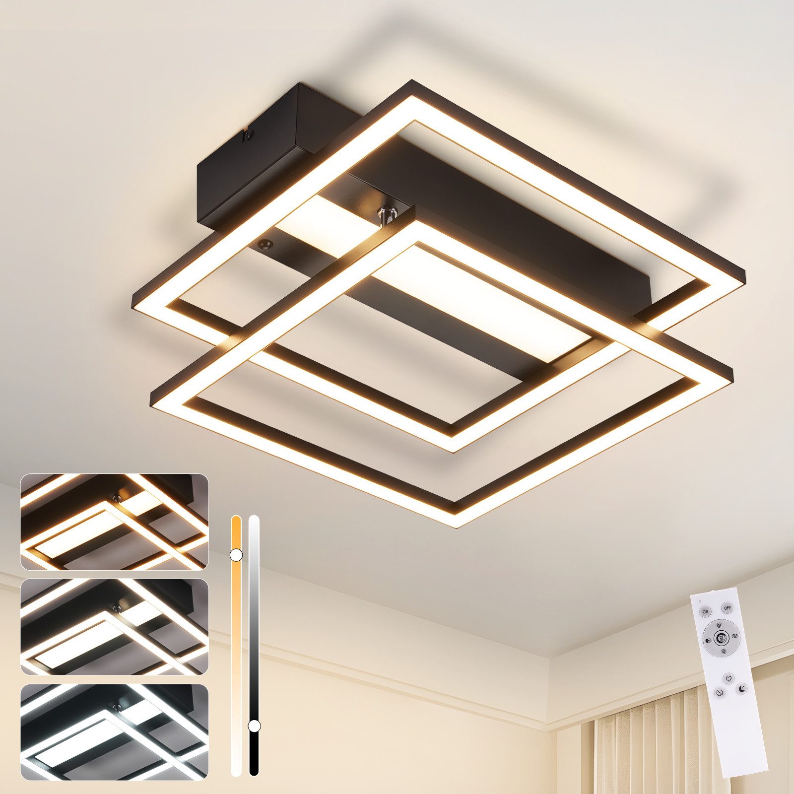 ZMH LED Deckenleuchte Wohnzimmer 2 Rahmen günstig online kaufen