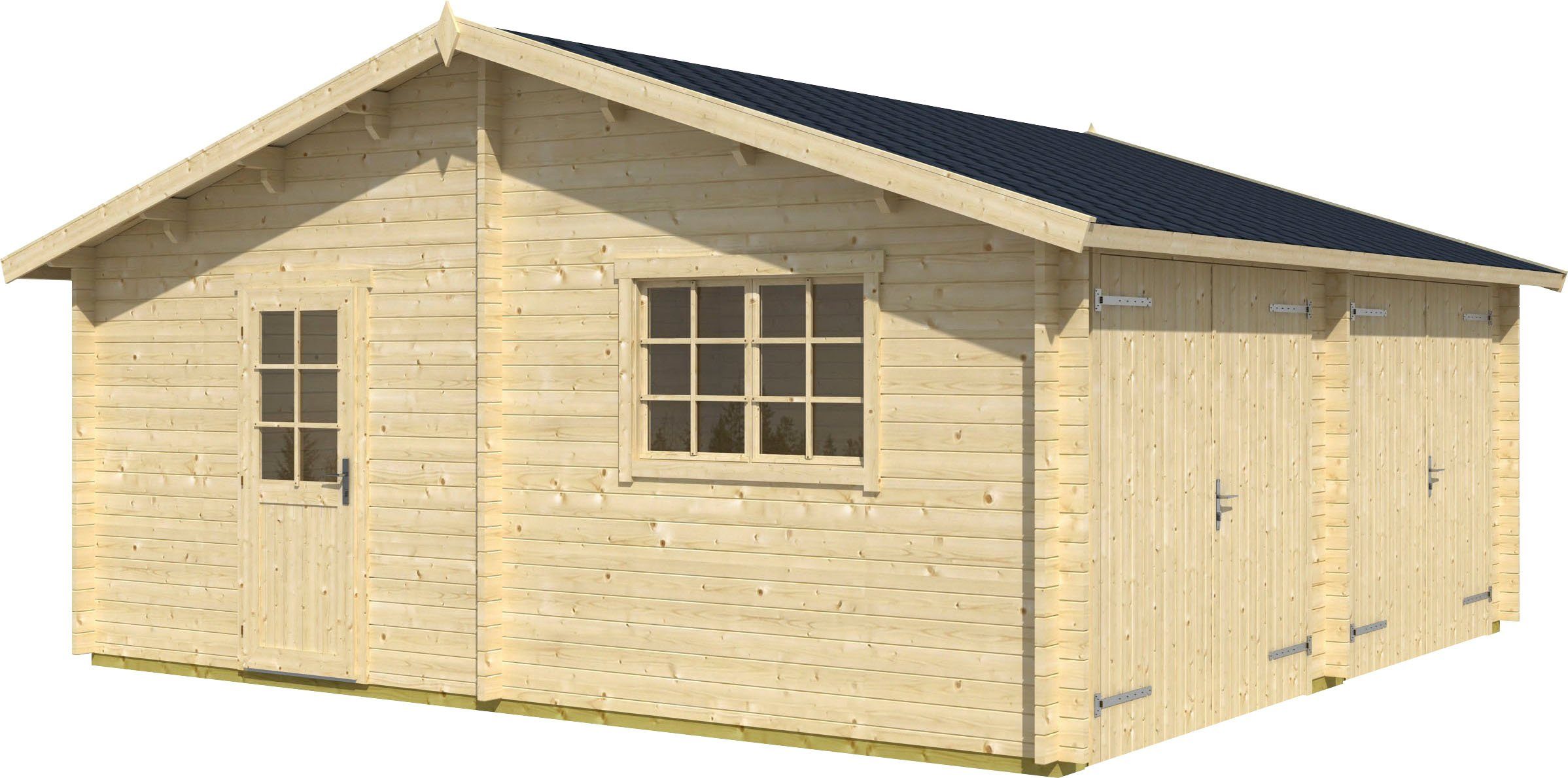 LASITA MAJA Garage Falkland (Set, Für 2 Fahrzeuge geeignet), Garage + 2 Holztoren