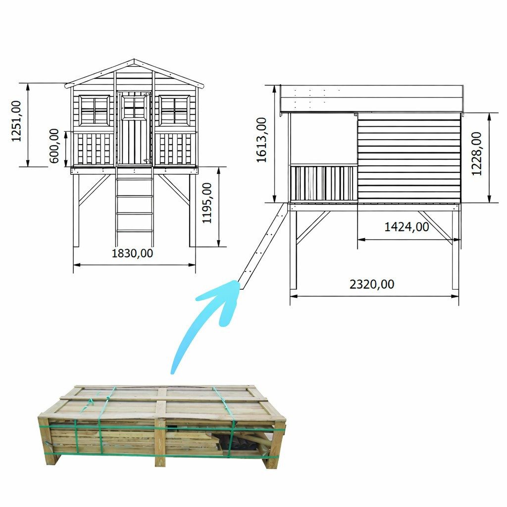 bv-vertrieb Spielhaus Kinderspielhaus 235x190x283 Spielhaus Holz-Gartenhaus Rutsche #3997