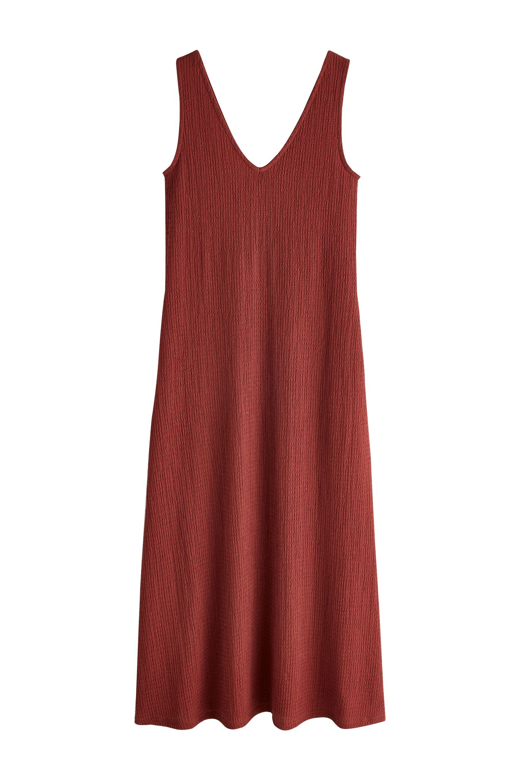 Next Jerseykleid Strukturiertes Jersey-Kleid mit V-Ausschnitt (1-tlg)