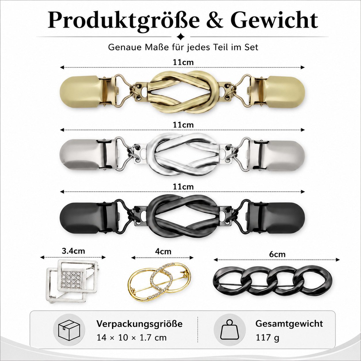XEOOCE Broschen Set Kleiderclips 6 Stück, Strickjacken Clip, Schalhalter Brosche (Set)