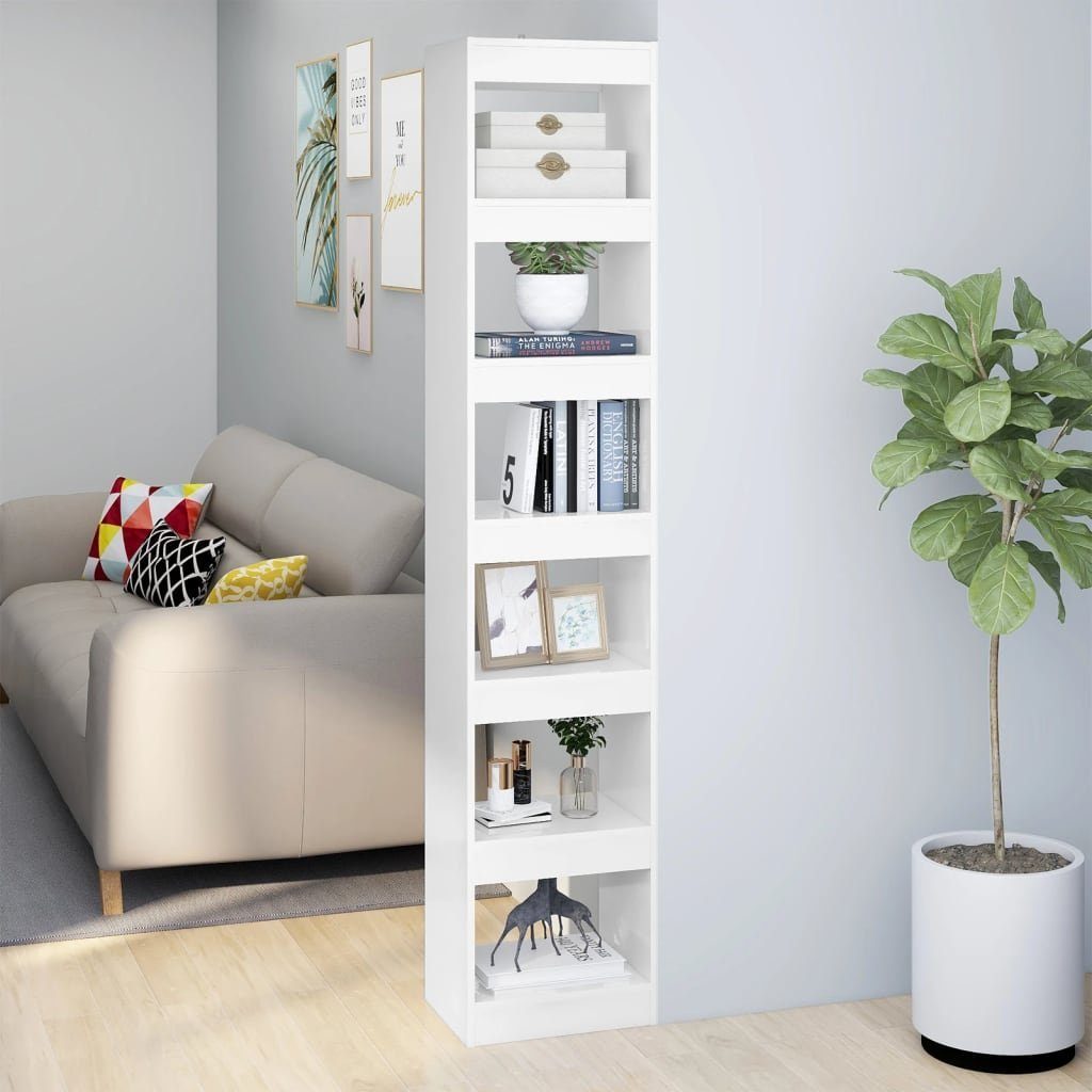 furnicato Bücherregal Bücherregal/Raumteiler Hochglanz-Weiß 40x30x198 cm