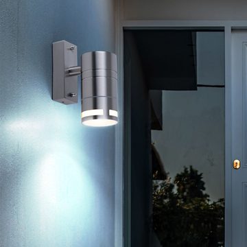 etc-shop Außen-Wandleuchte, Leuchtmittel inklusive, Warmweiß, Farbwechsel, 2er Set RGB LED Außen Wand Strahler Fernbedienung Leuchten