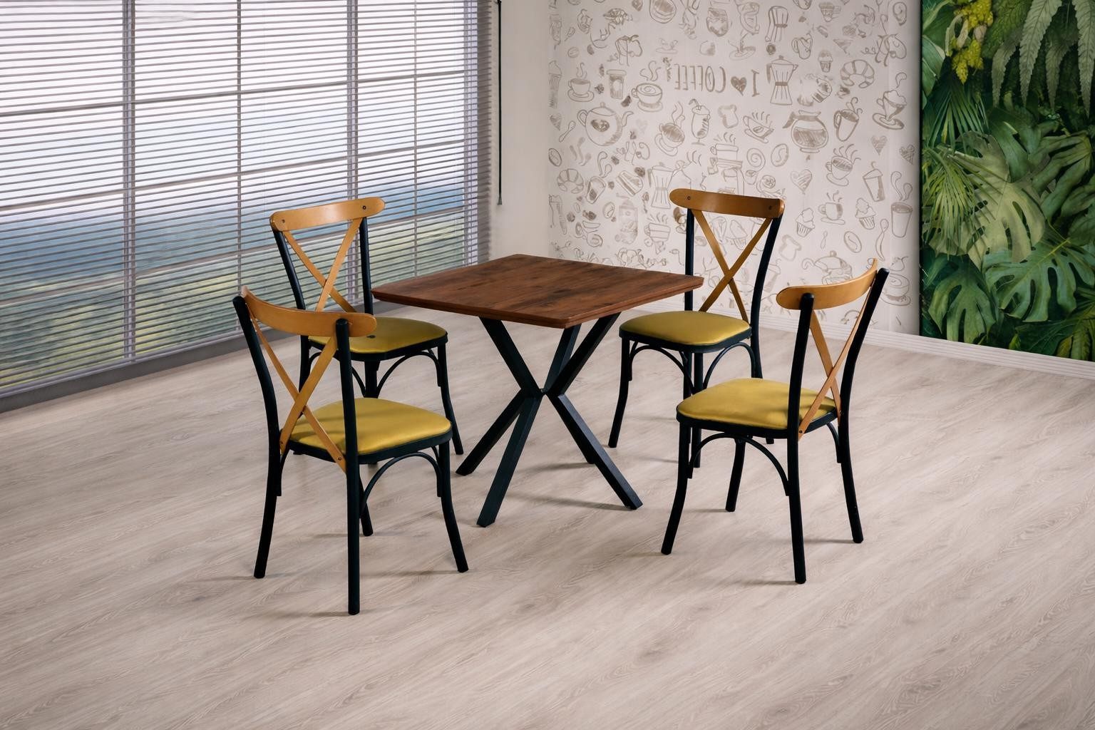 Xlmoebel Esszimmerstuhl Sechser-Set moderne Esszimmerstühle in Gelb, kompakt und bequem (6er-Set), Made in Europa
