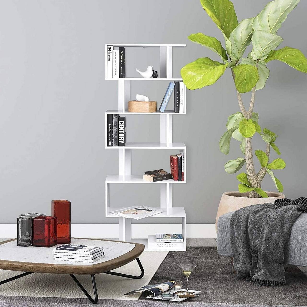 Woltu Bücherregal, 1-tlg., 6 Fächer, Holzwerkstoff, günstig online kaufen