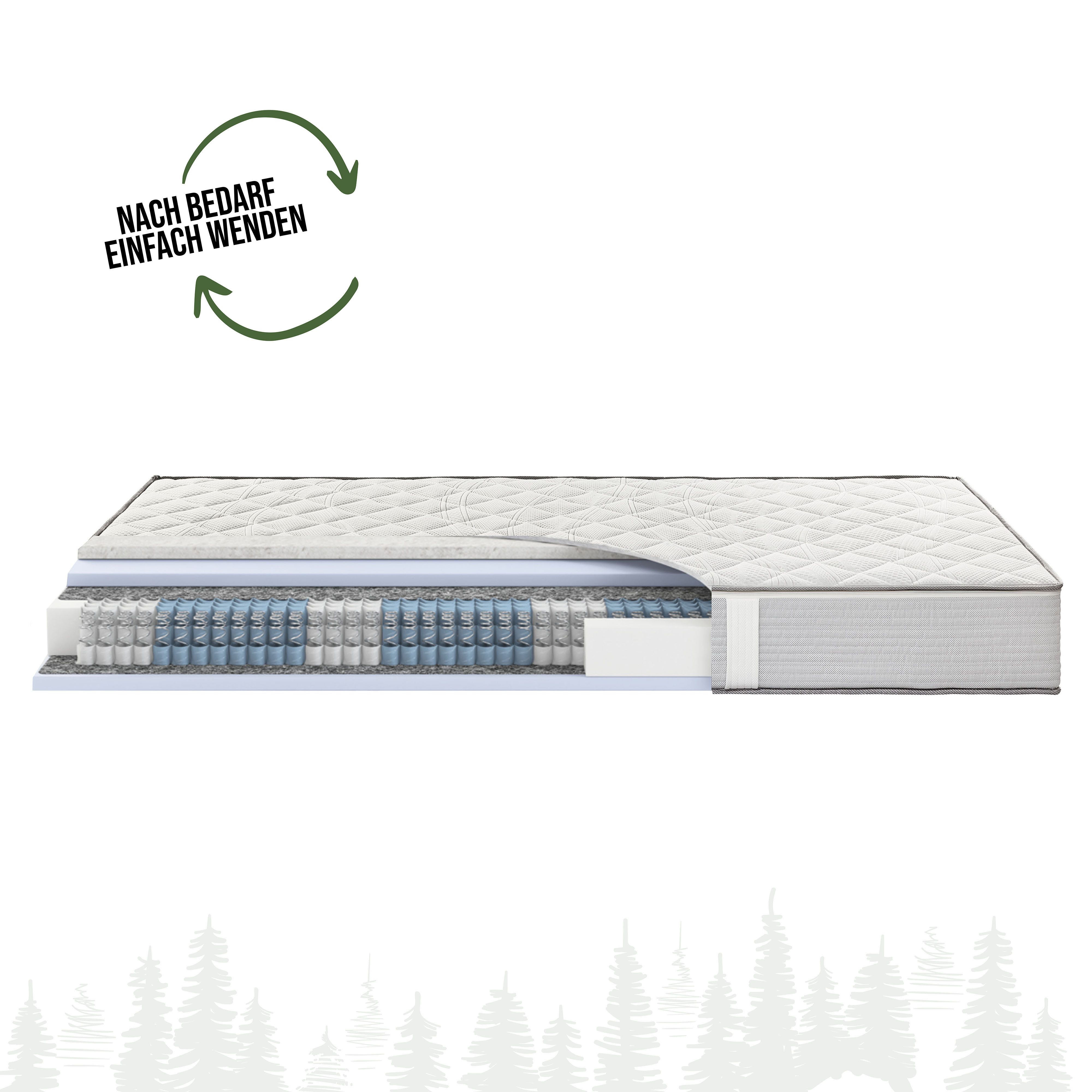 Taschenfederkernmatratze Schwarzwaldmarie Anna - mit 1000 Federn, Wendefunktion & Viscoauflage, Schwarzwaldmarie, 26 cm hoch, ergonomisch, atmungsaktiv und klimaregulierend