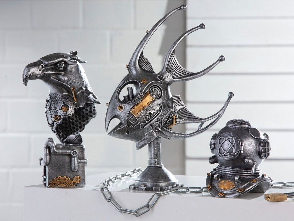 by Fisch, silberfarben silber (1 St), Dekofigur Steampunk Skulptur Gilde Casablanca