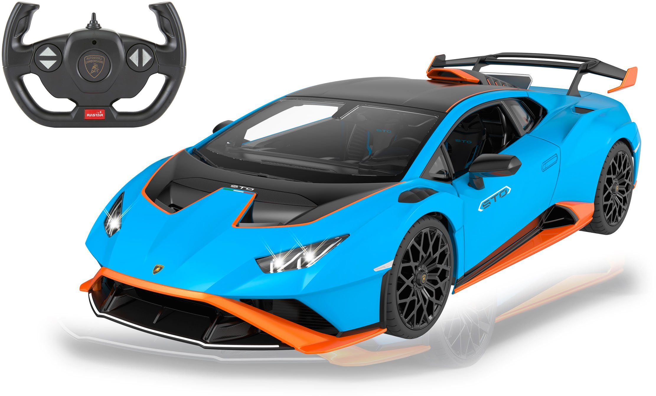 Jamara RC-Auto Lamborghini Huracán STO 1:14, blau, 2,4GHz, mit LED-Licht, offiziell lizenziert