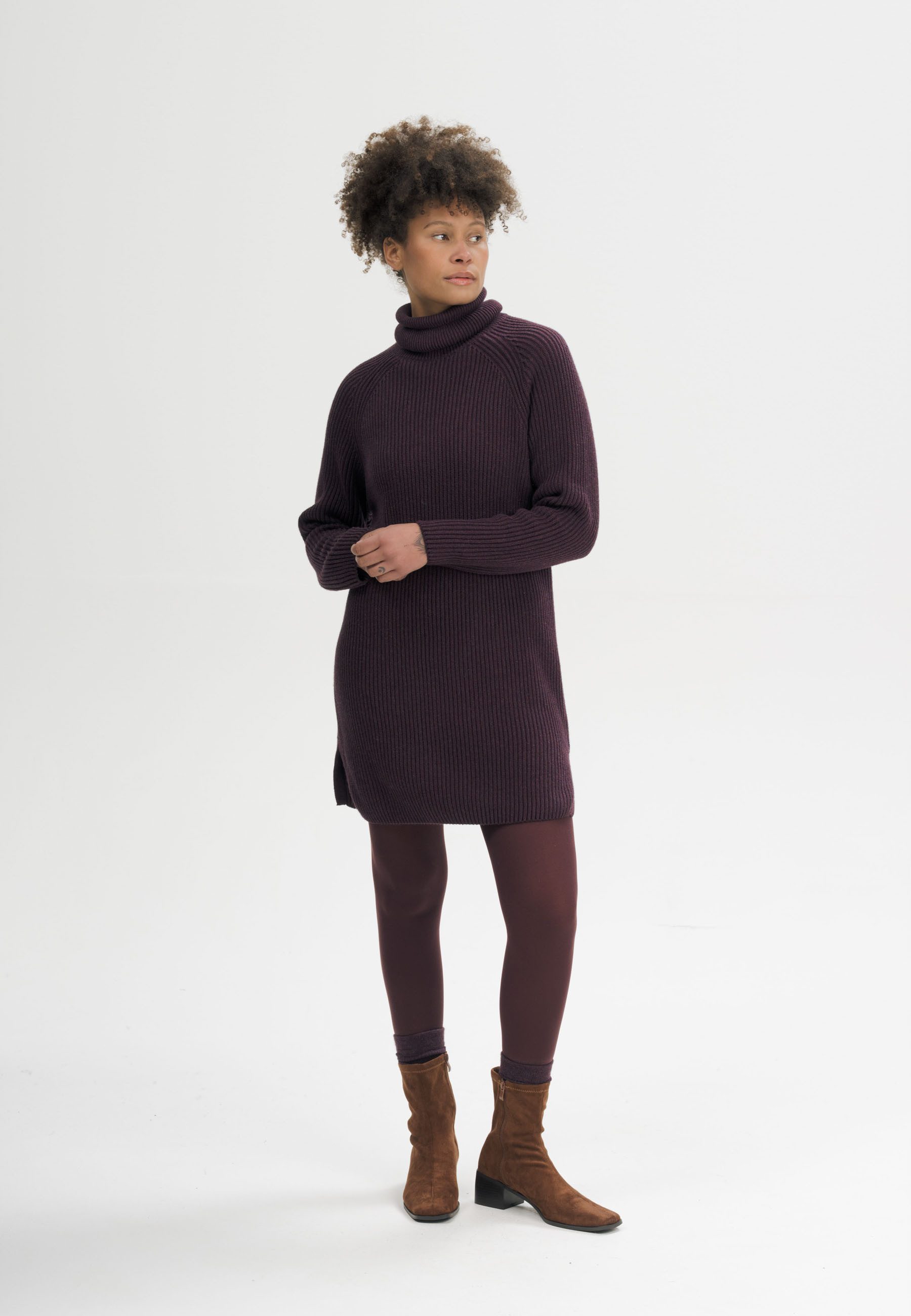 MELA Strickkleid Rippstrick Rollkragenkleid Style ARUNIKA Raglanärmel